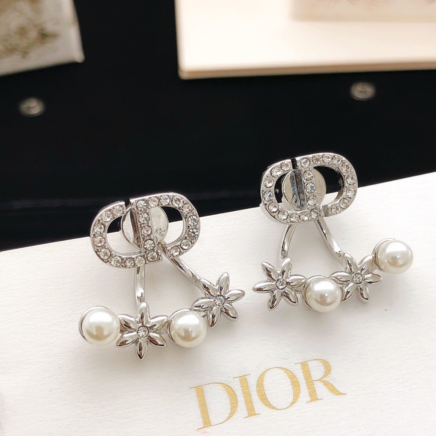Dior Silver Brass Sunburst Earrings