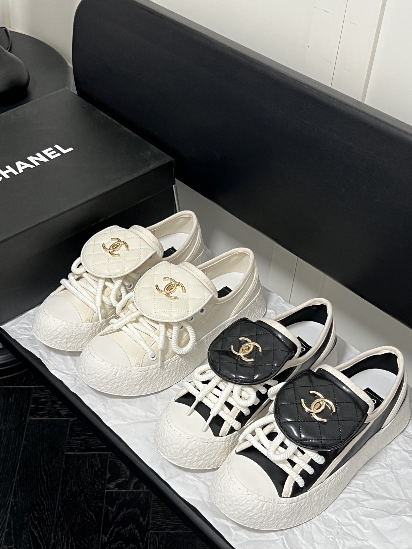 Chanel Leather Vintage-Finish Shoes