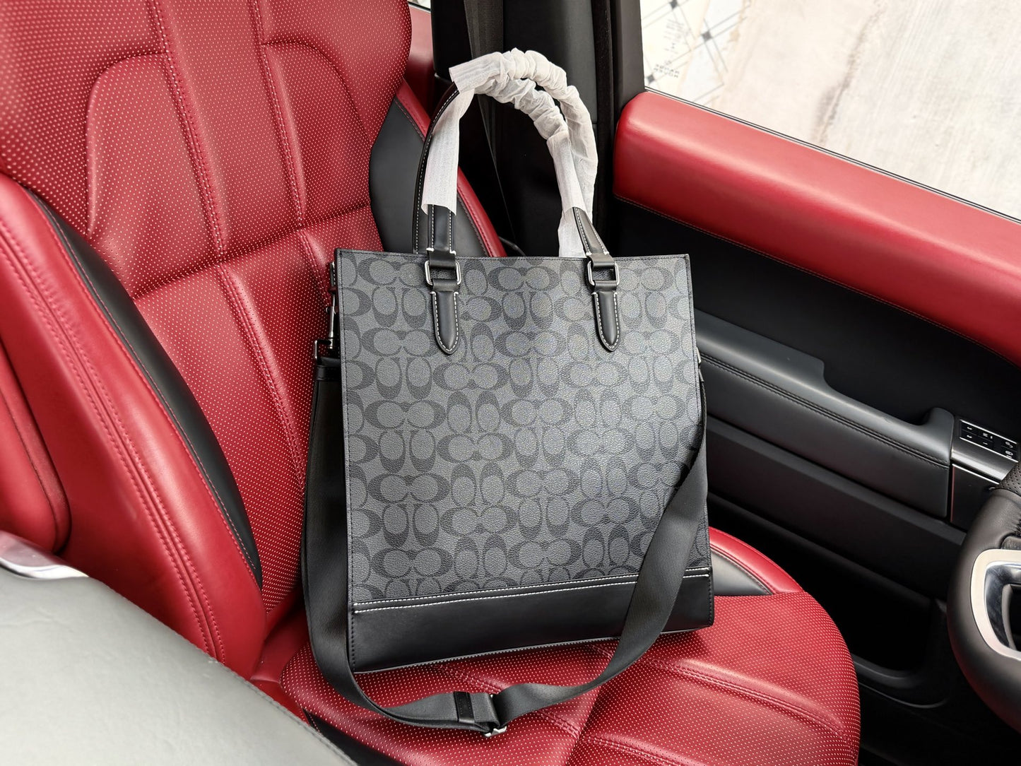 Coach Black Canvas & Leather Logo Briefcase