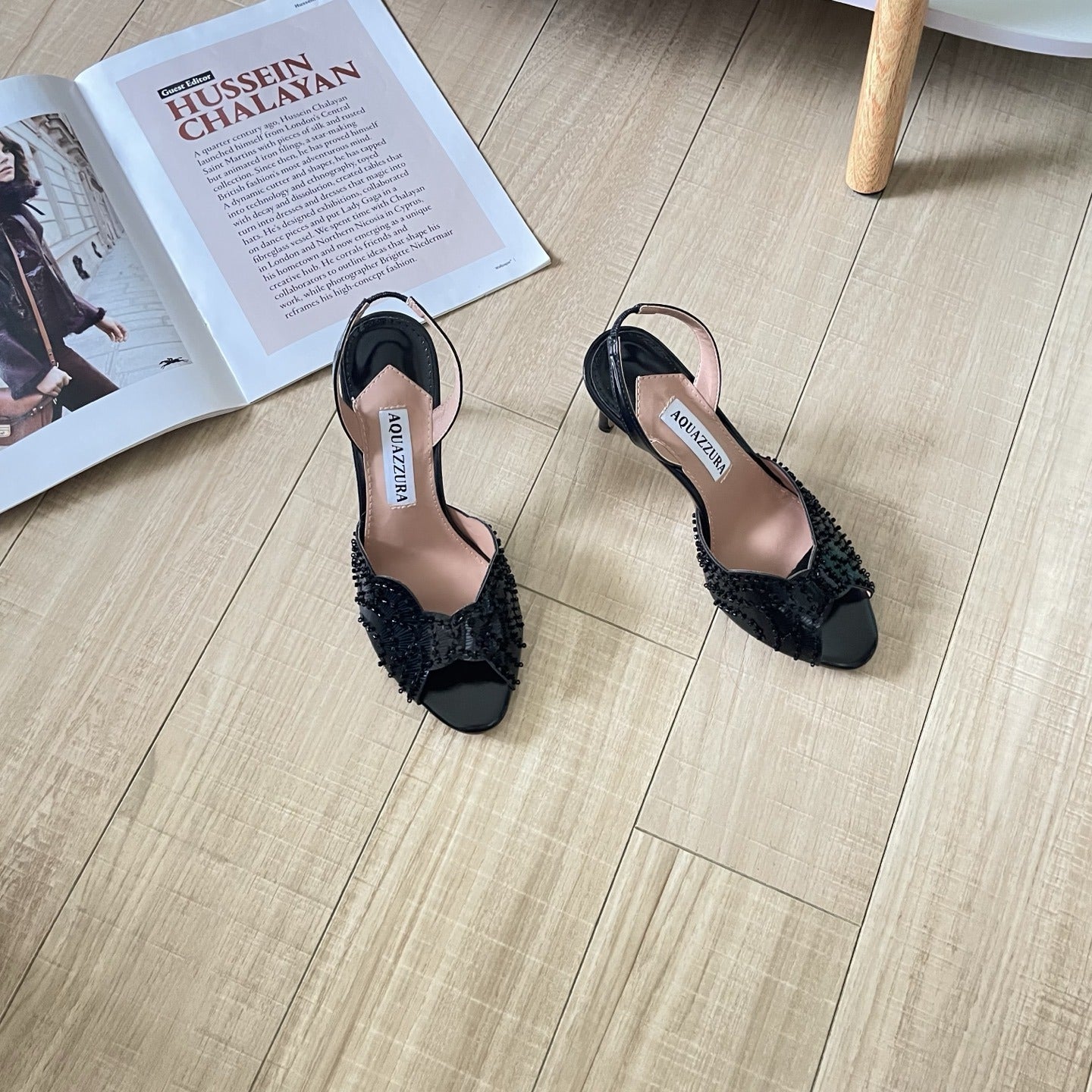Aquazzura Lambskin Leather Crystal Sandals
