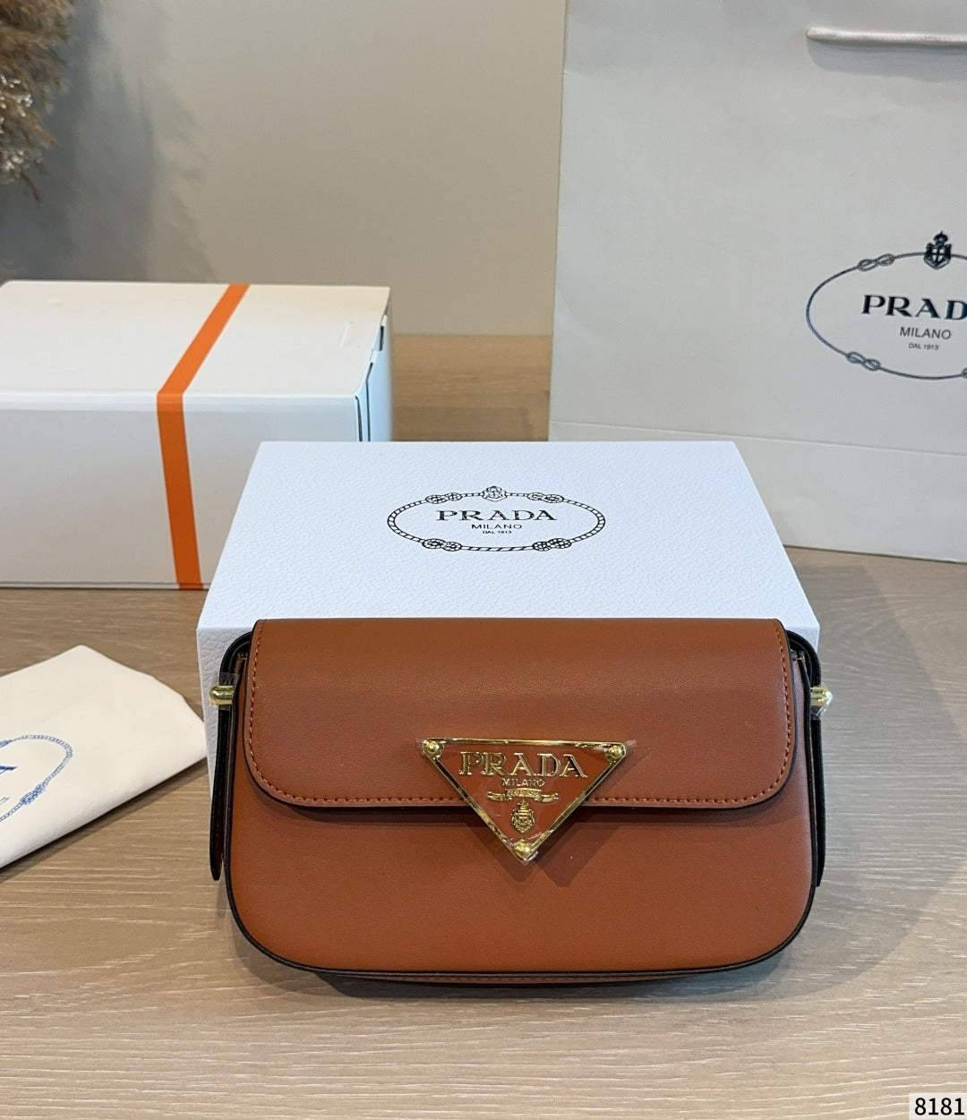 Prada Leather Vintage-Finish Crossbody Bag