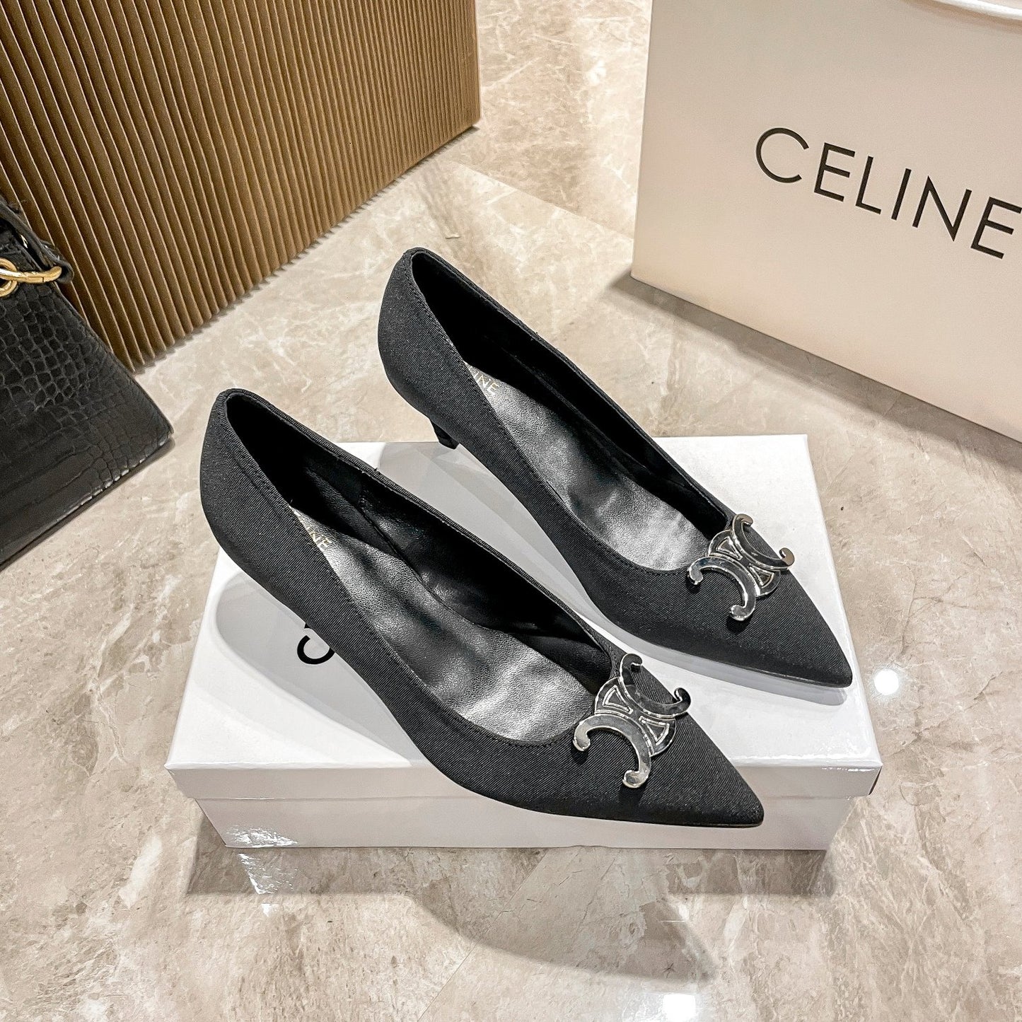 Celine Calfskin Leather Pointed Toe Heels