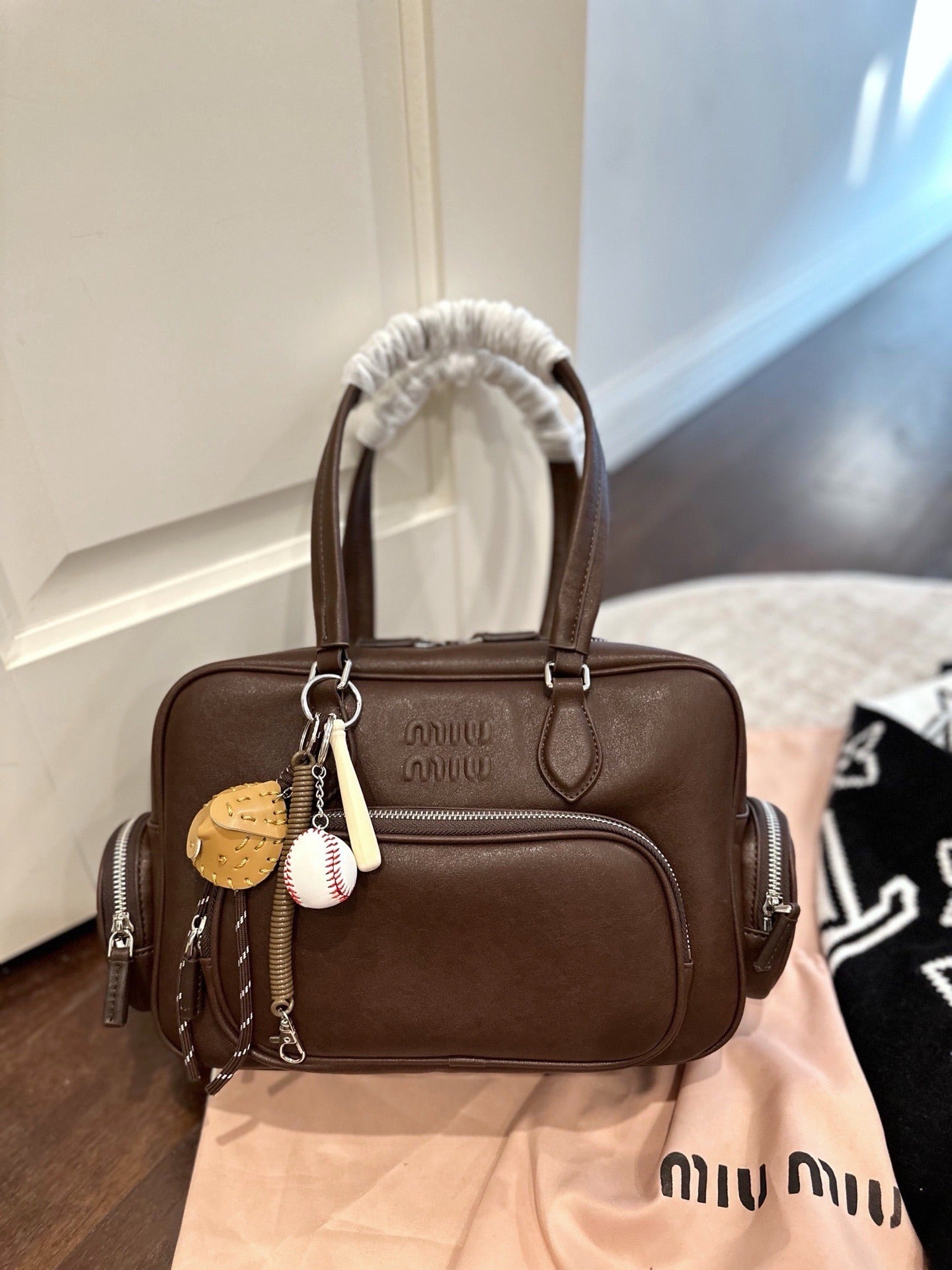 Miu Miu Lambskin Leather & Cotton Crossbody Bag