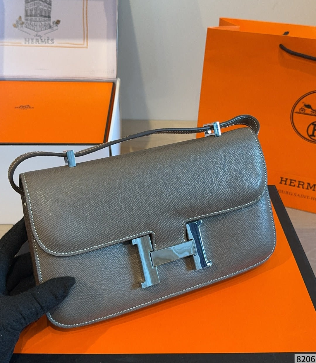 Hermes Leather Saddle Crossbody Bag