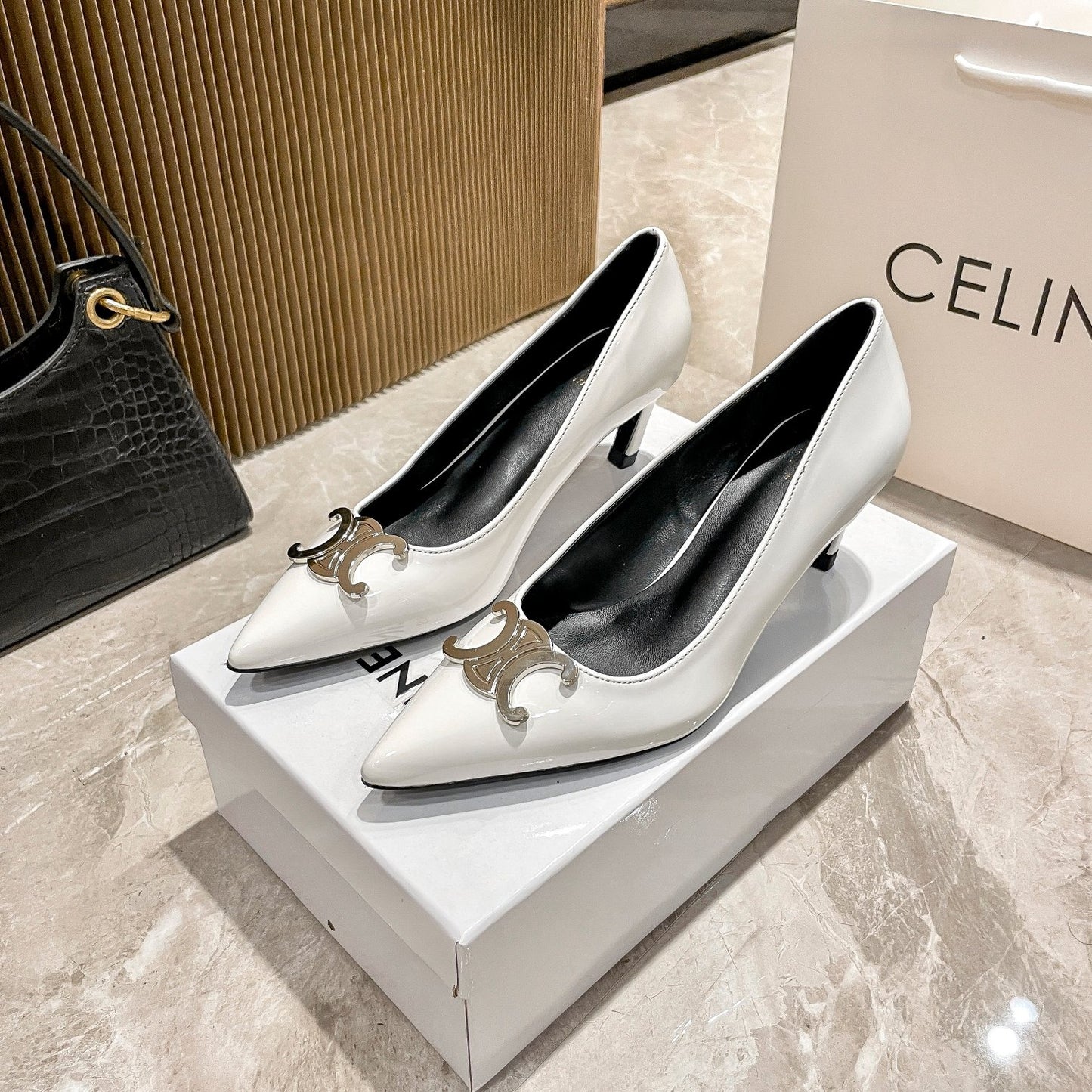 Celine Calfskin Leather Pointed Toe Heels