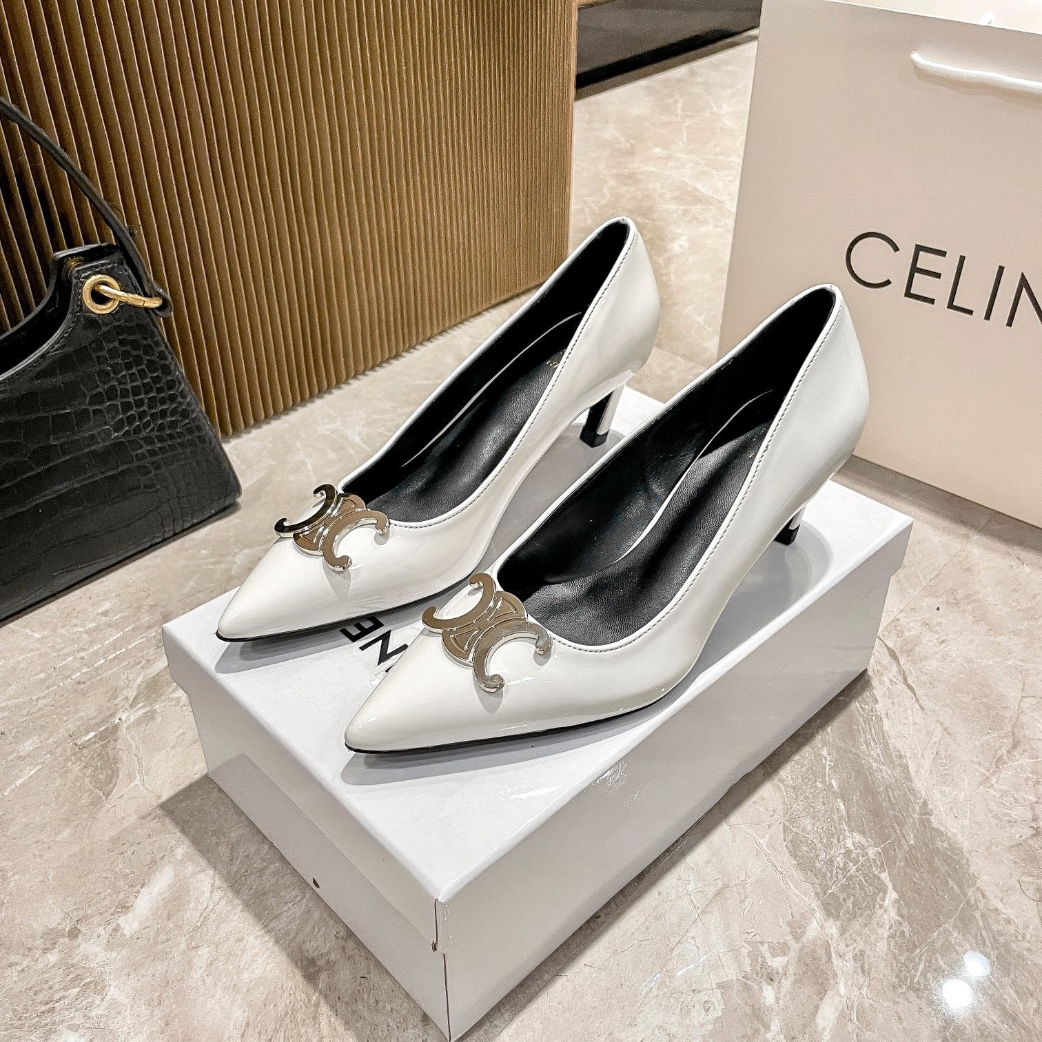 Celine Calfskin Leather Pointed Toe Heels