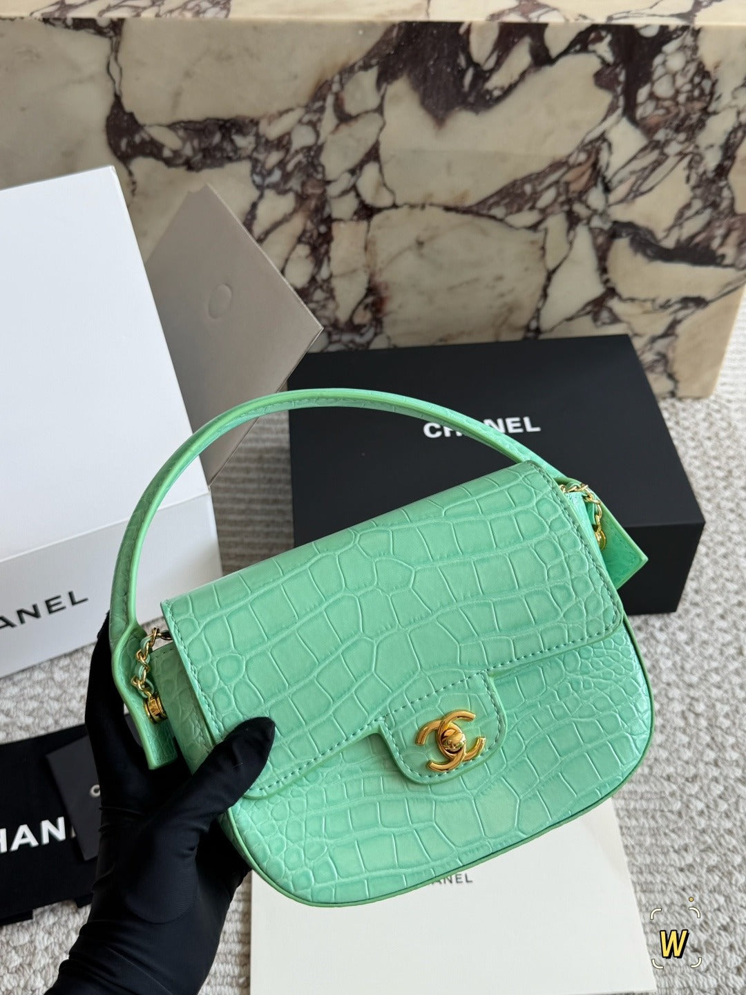 Chanel Black Leather Chain Handbag