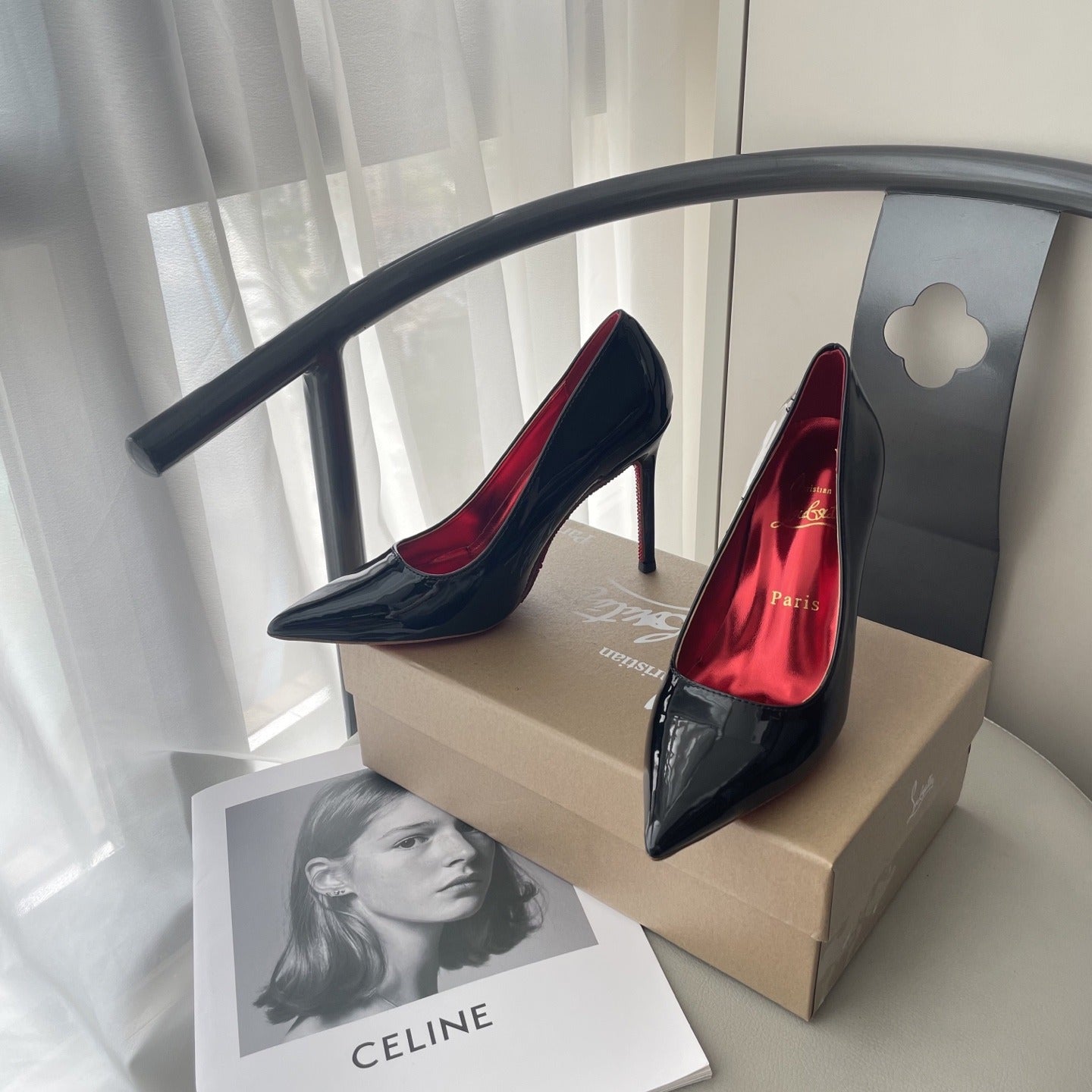 Celine Patent Leather & Lambskin Leather Pointed Toe Heels