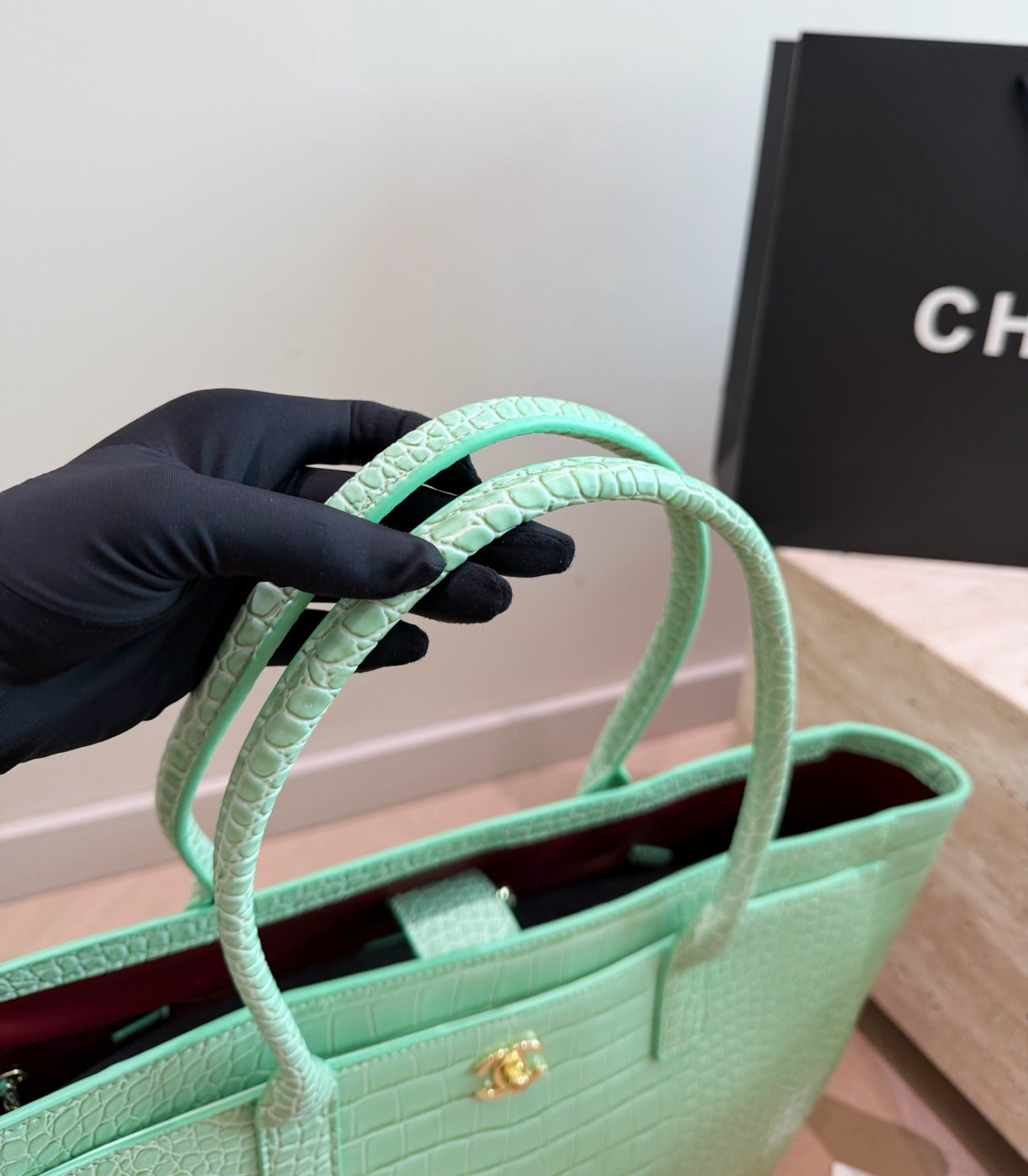 Chanel Black Vintage-Finish Tote Bag