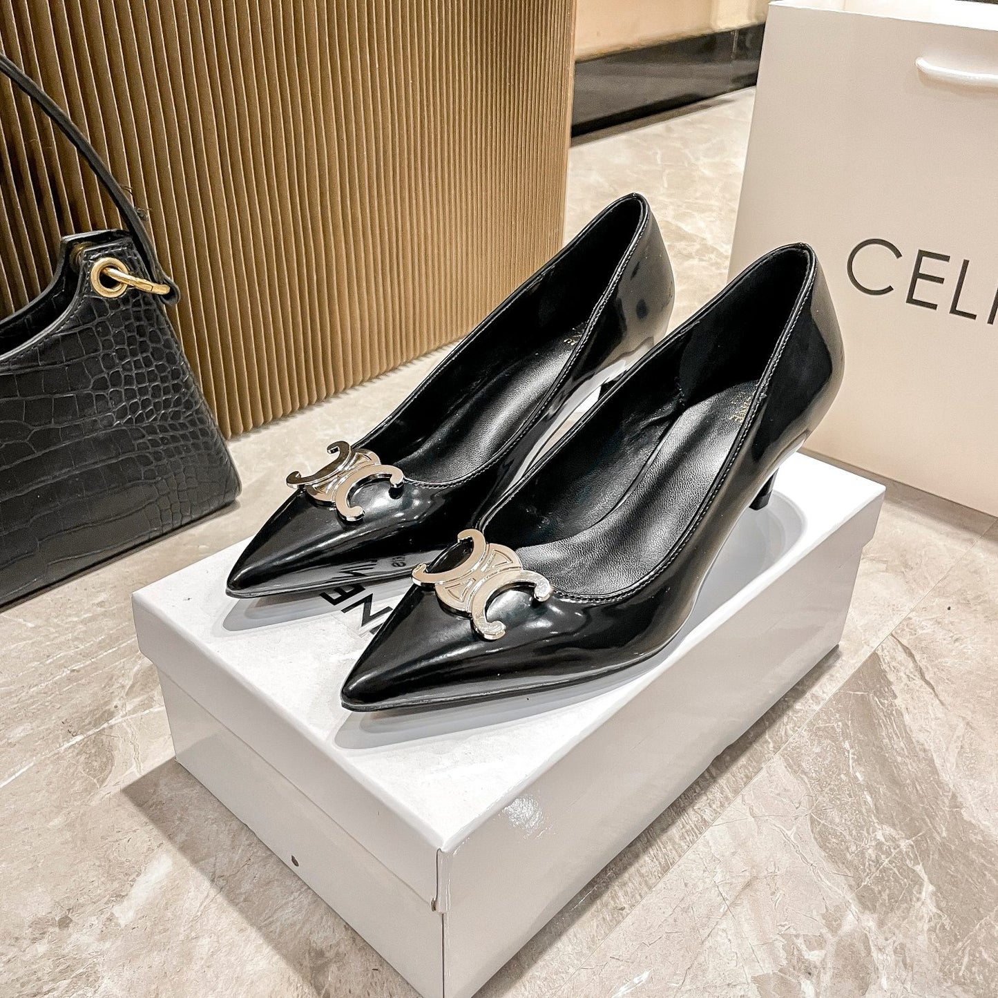 Celine Calfskin Leather Pointed Toe Heels