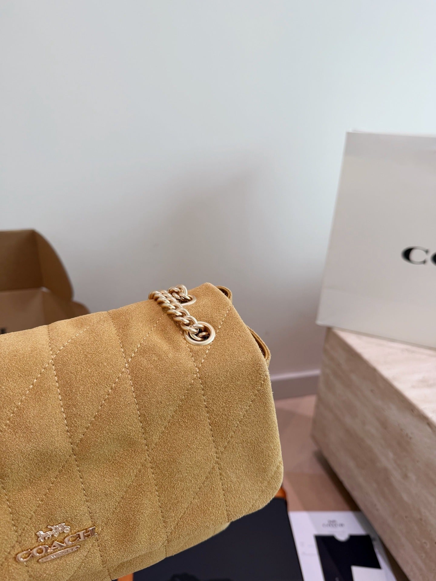 Coach Suede Chain Handbag