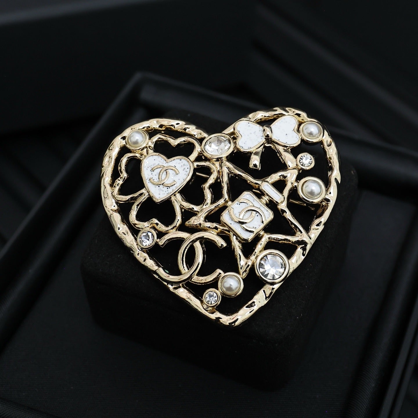 Chanel White Bow Brooch