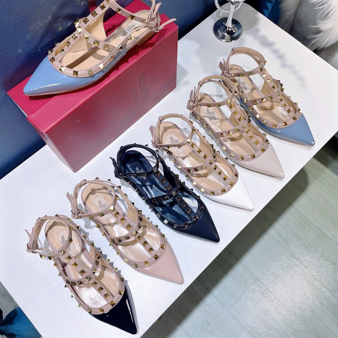 Valentino Lambskin Leather Pointed Toe Sandals