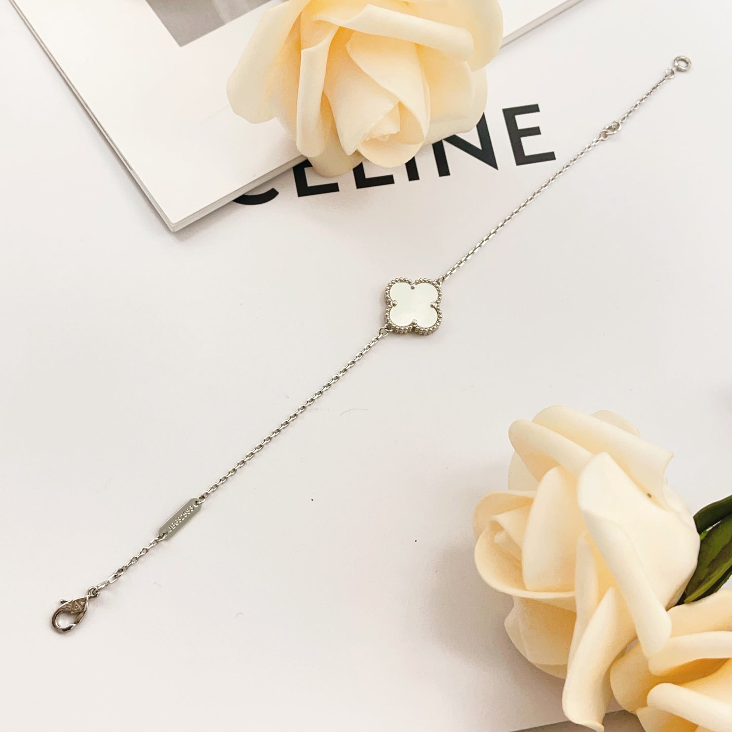 Van Cleef & Arpels Silver Brass Clover Bracelet