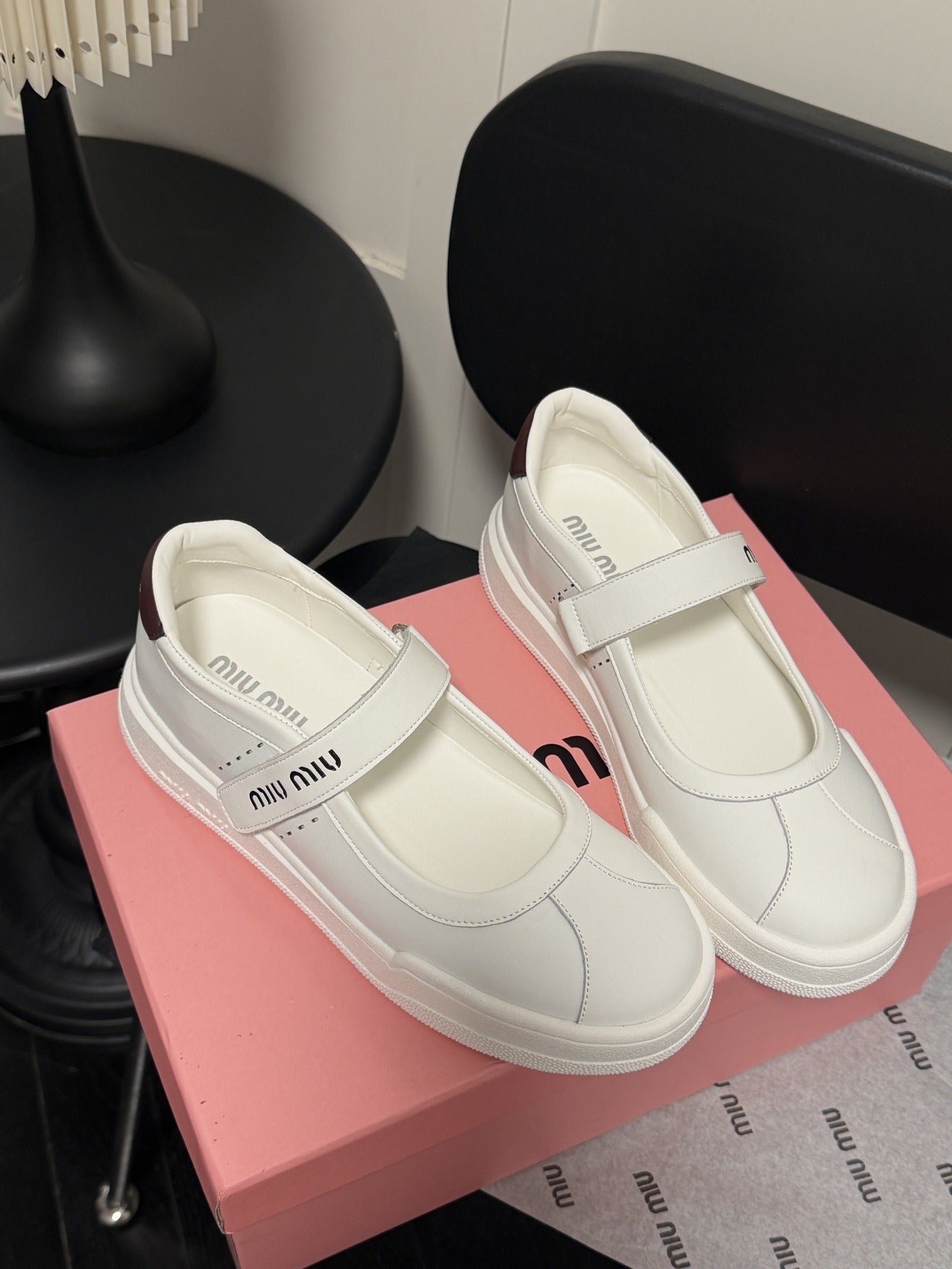 Miu Miu White Leather Logo Sneakers