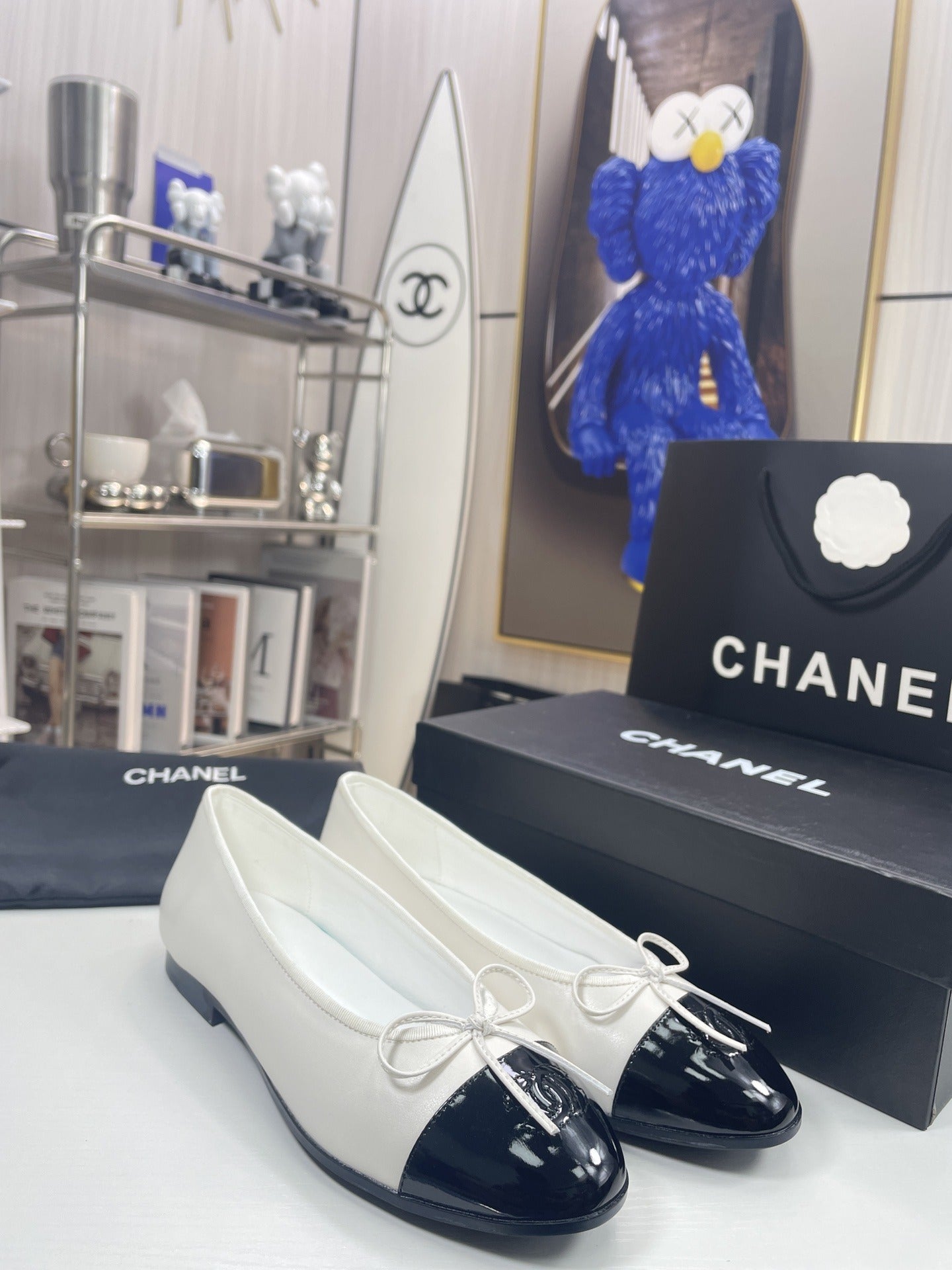 Chanel Lambskin Leather Bow Ballet Flats