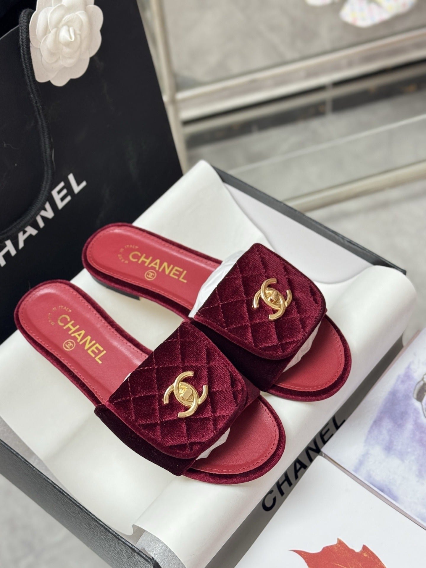 Chanel Lambskin Leather Slides