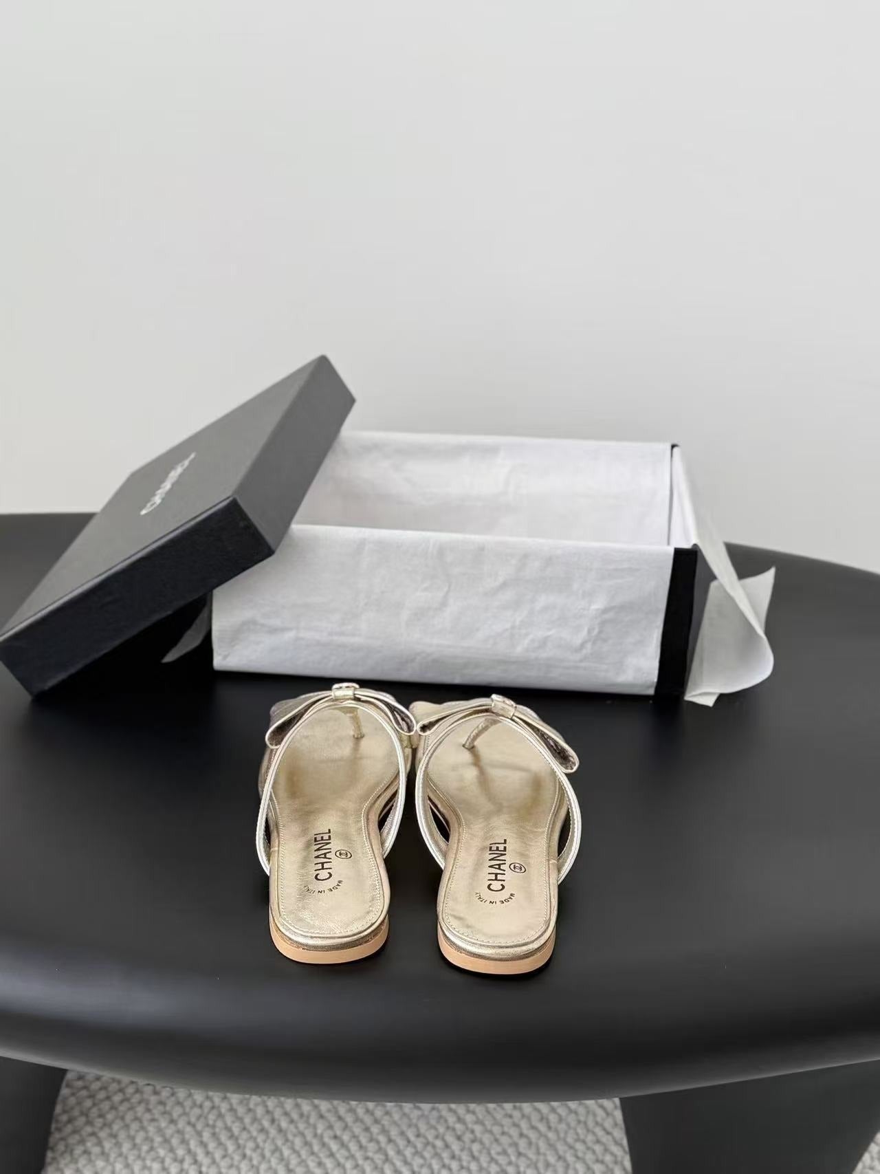 Chanel Lambskin Leather Bow Slides
