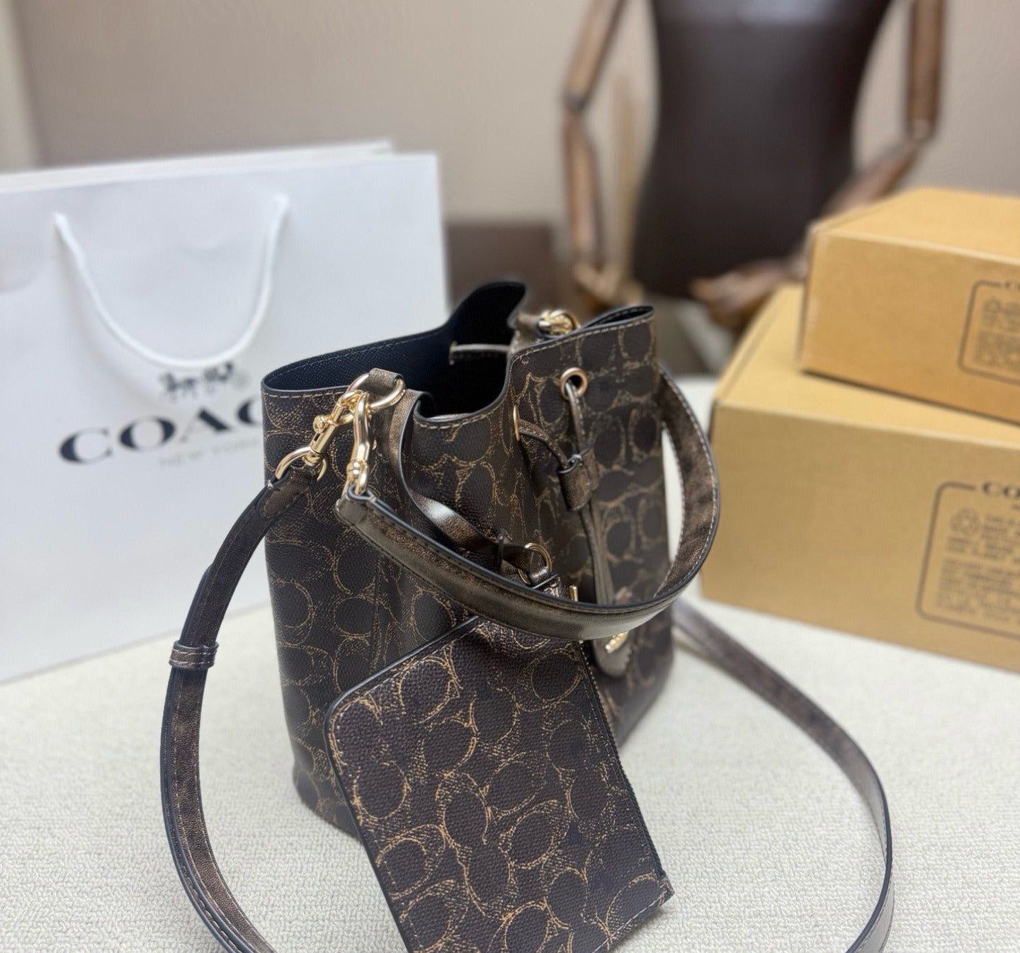 Coach Canvas Chain Handbag