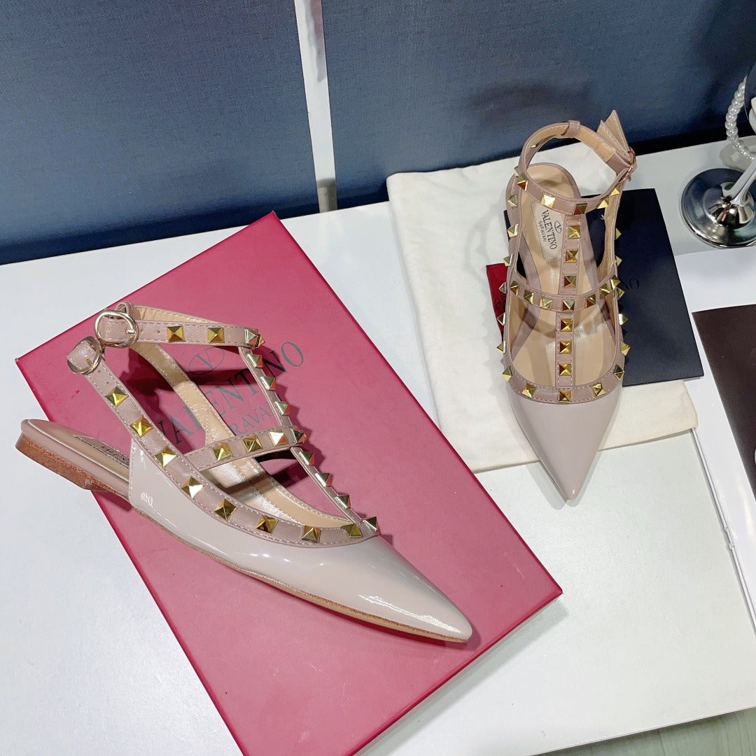 Valentino Lambskin Leather Pointed Toe Sandals
