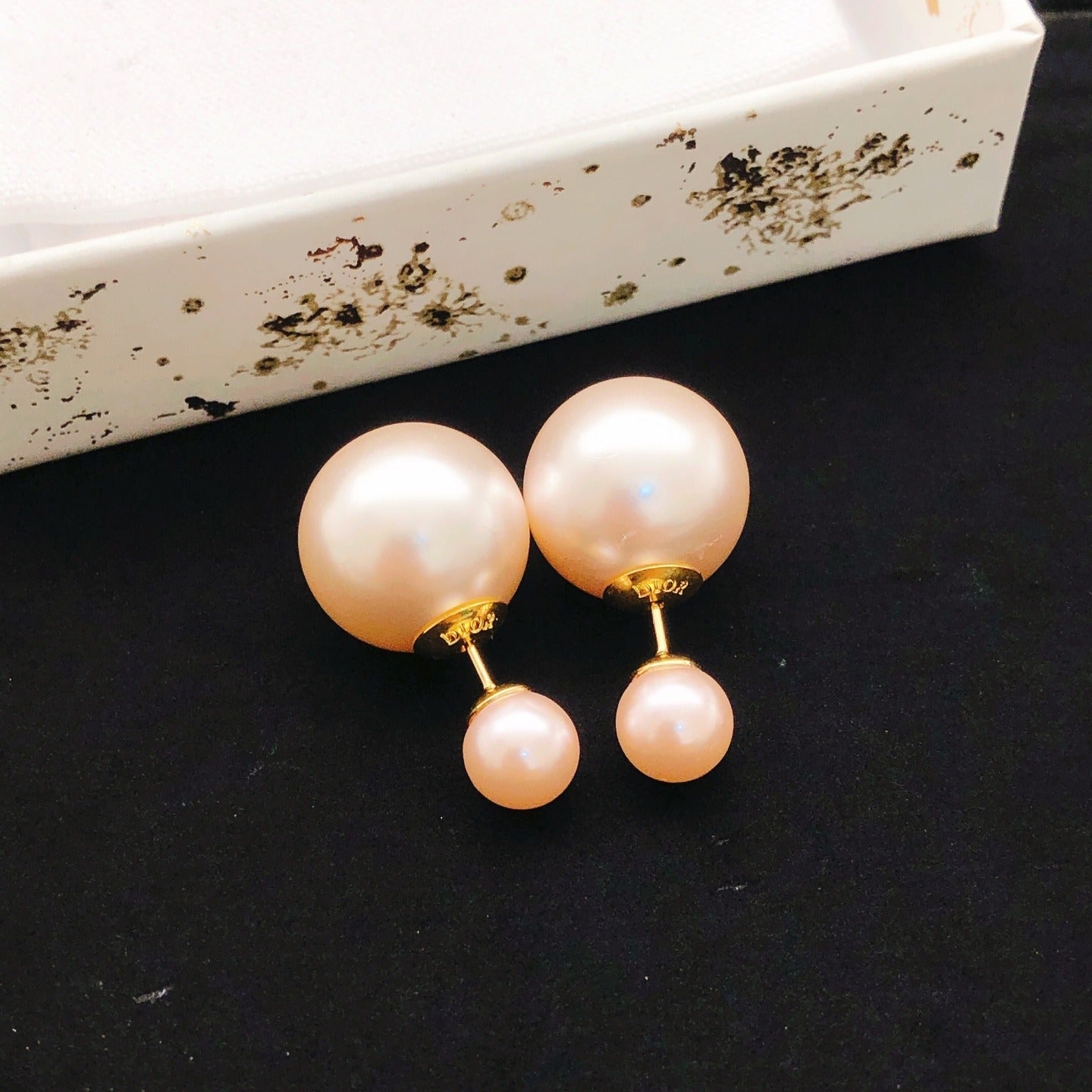 Dior Gold Brass Pearl Earrings