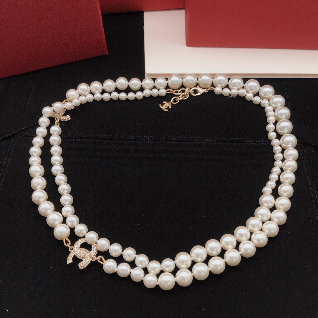 Chanel Brass Pearl Necklace