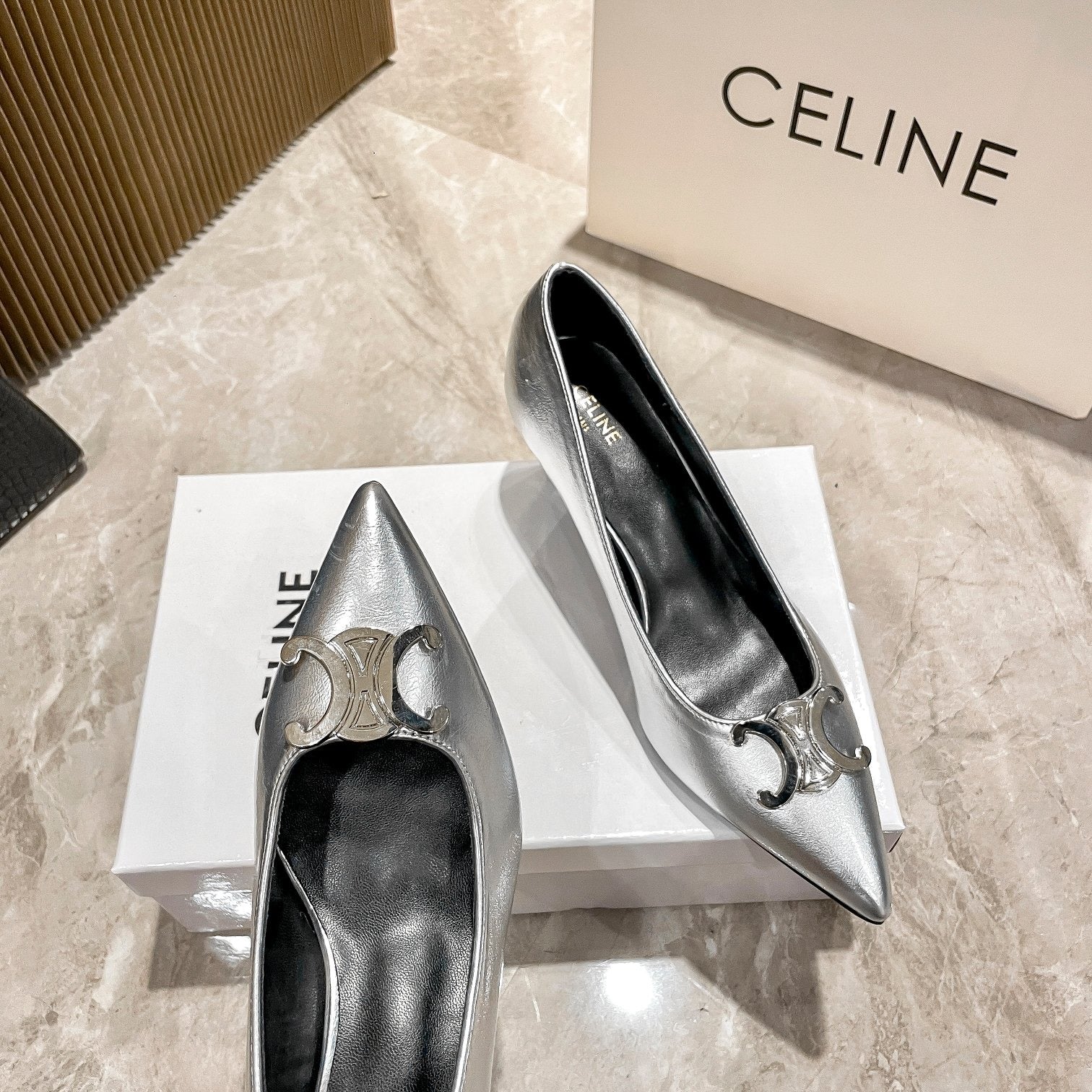 Celine Calfskin Leather Pointed Toe Heels