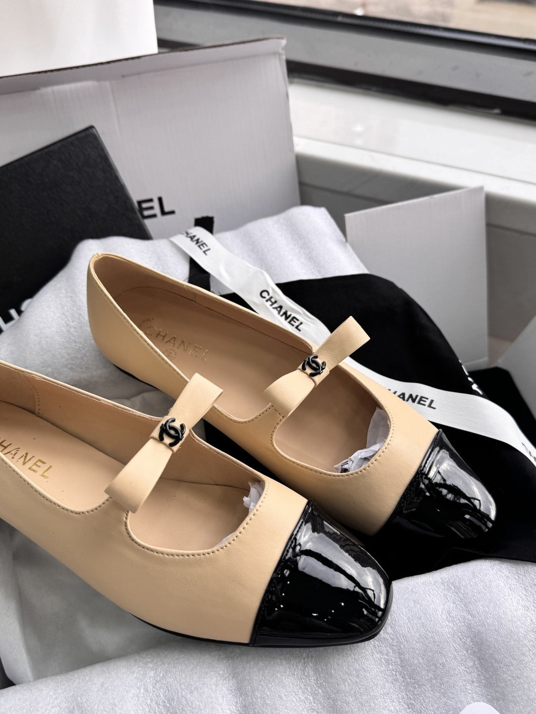 Chanel Patent Leather Bow Shoes
