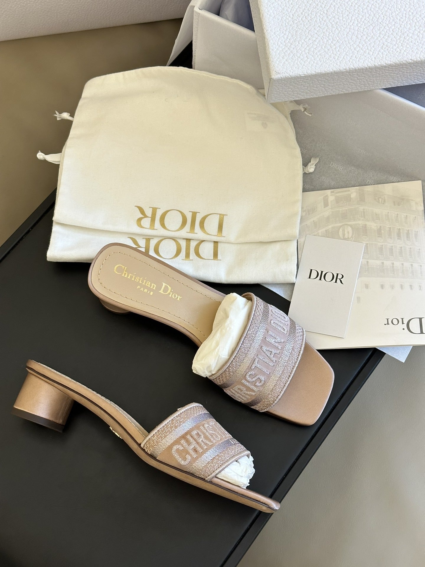 Dior Cotton & Leather Slides