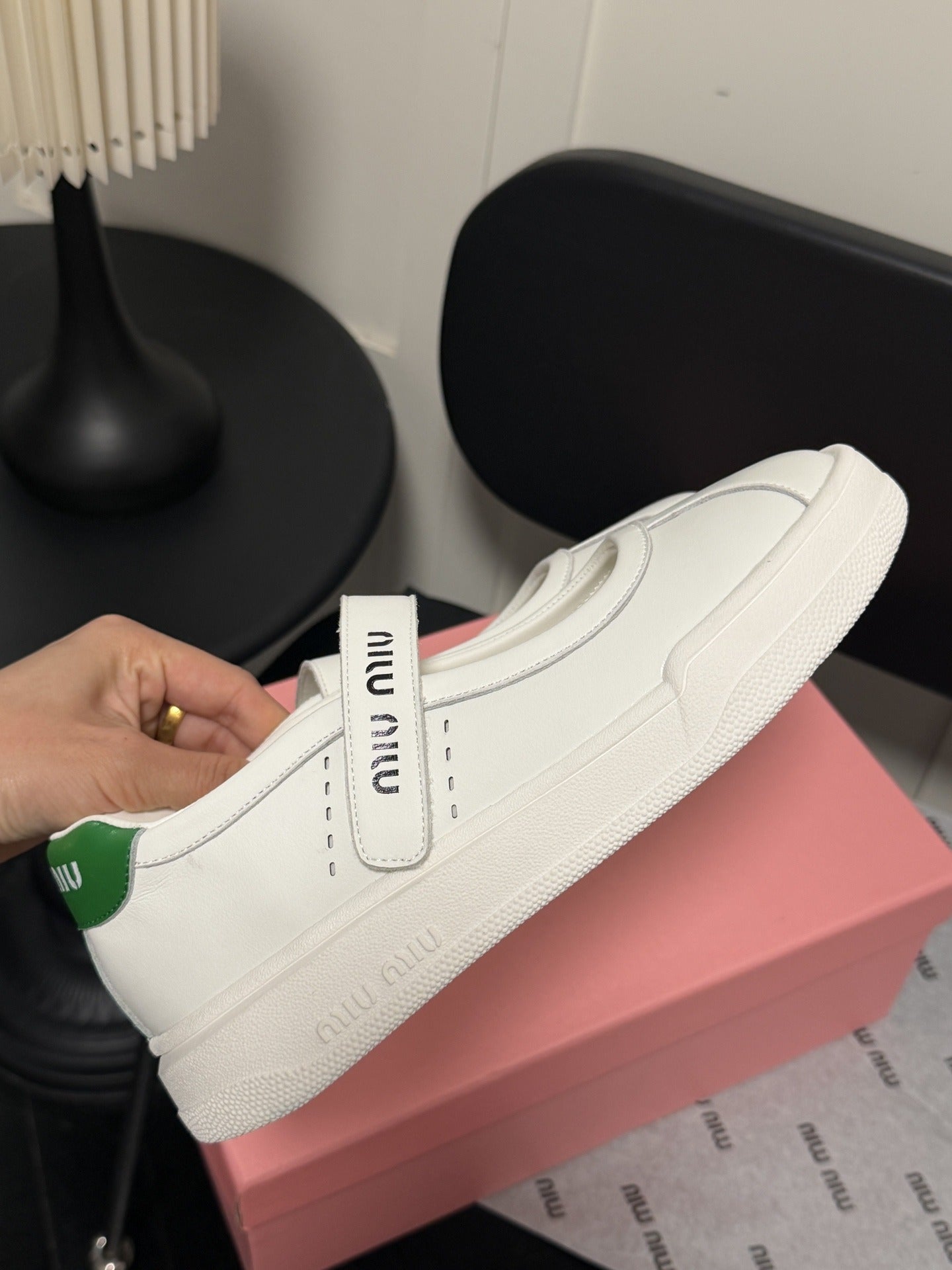 Miu Miu White Leather Logo Sneakers