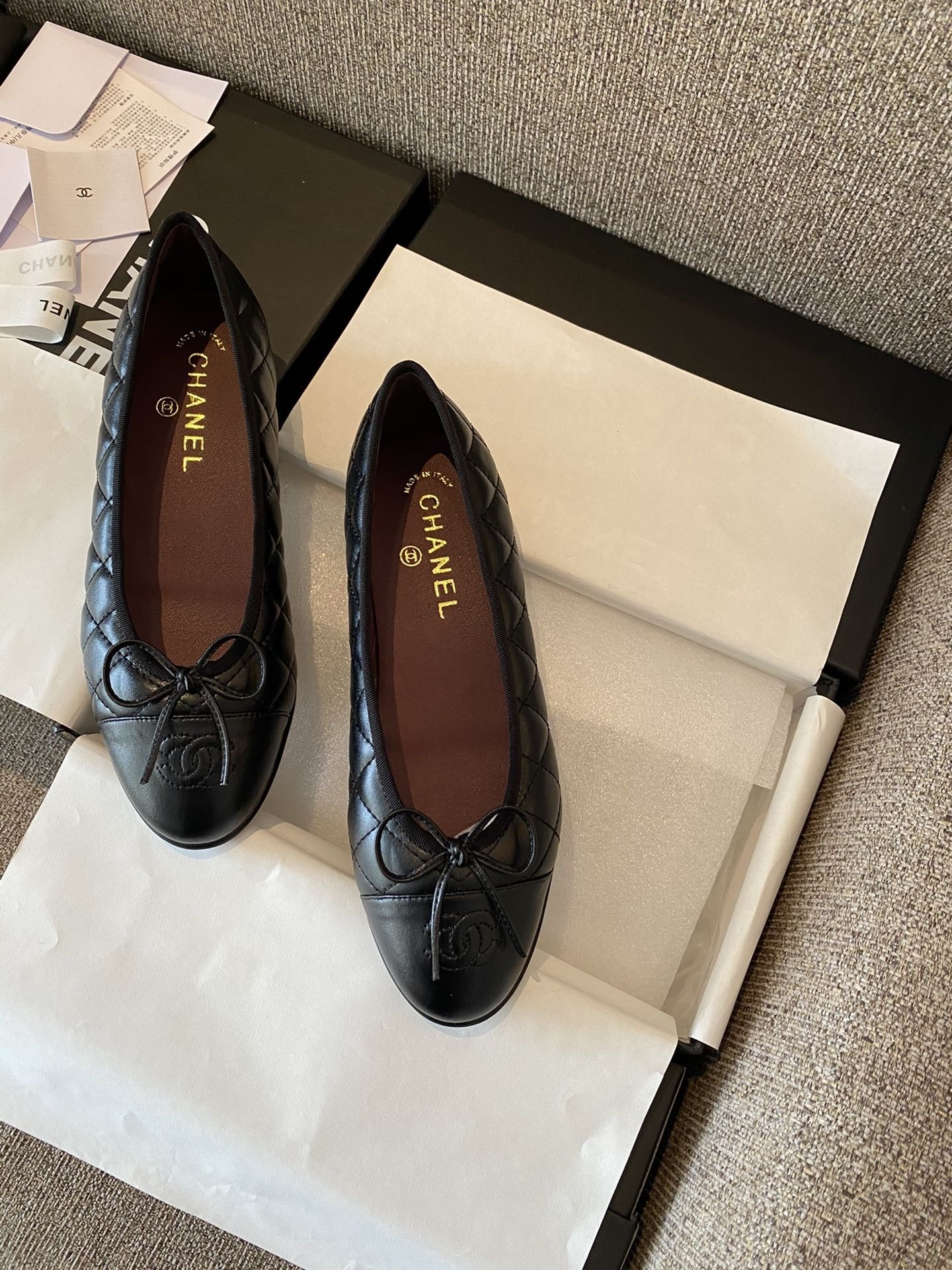 Chanel Leather Bow Ballet Flats