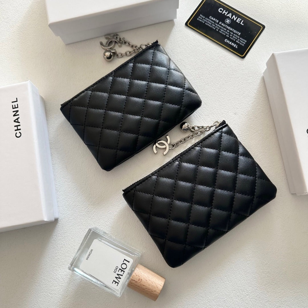 Chanel Black Lambskin Leather Wallet