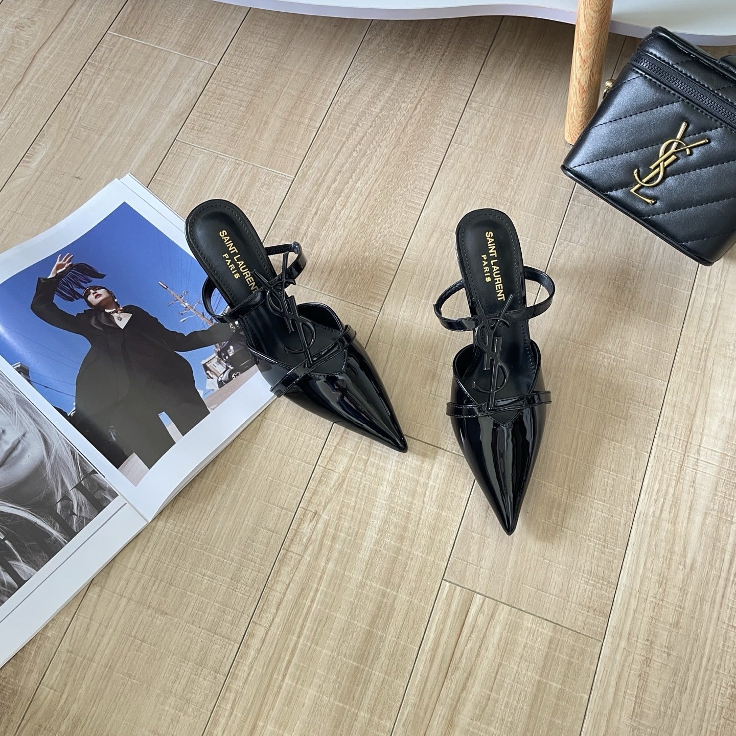 Saint Laurent Lambskin Leather Logo Sandals