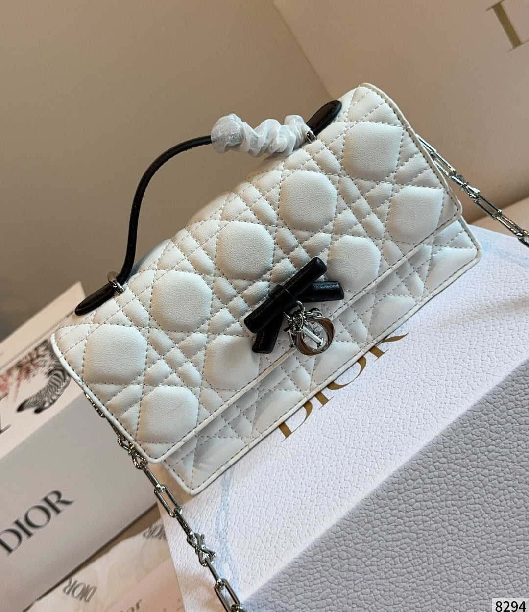 Dior White Bow Clutch