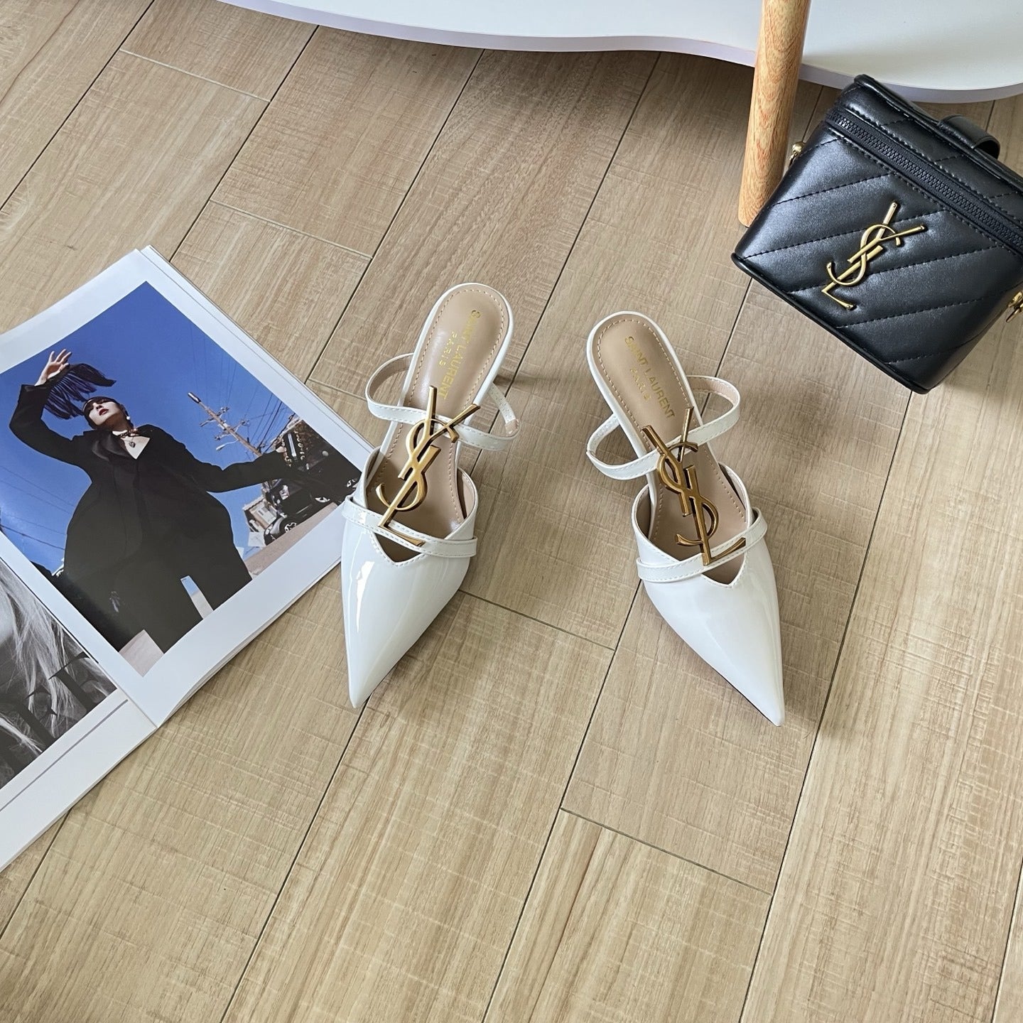 Saint Laurent Lambskin Leather Logo Sandals