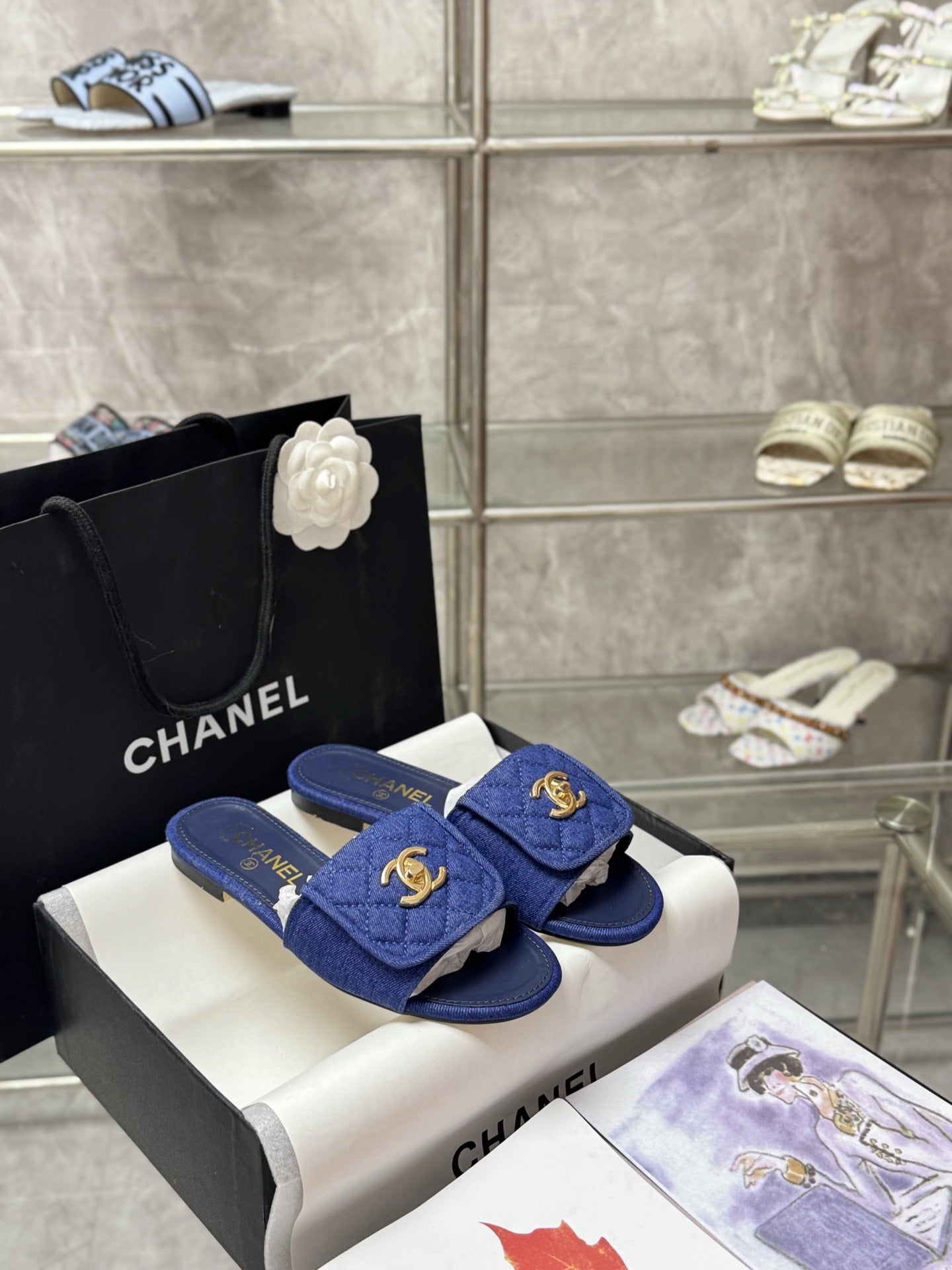 Chanel Lambskin Leather Slides