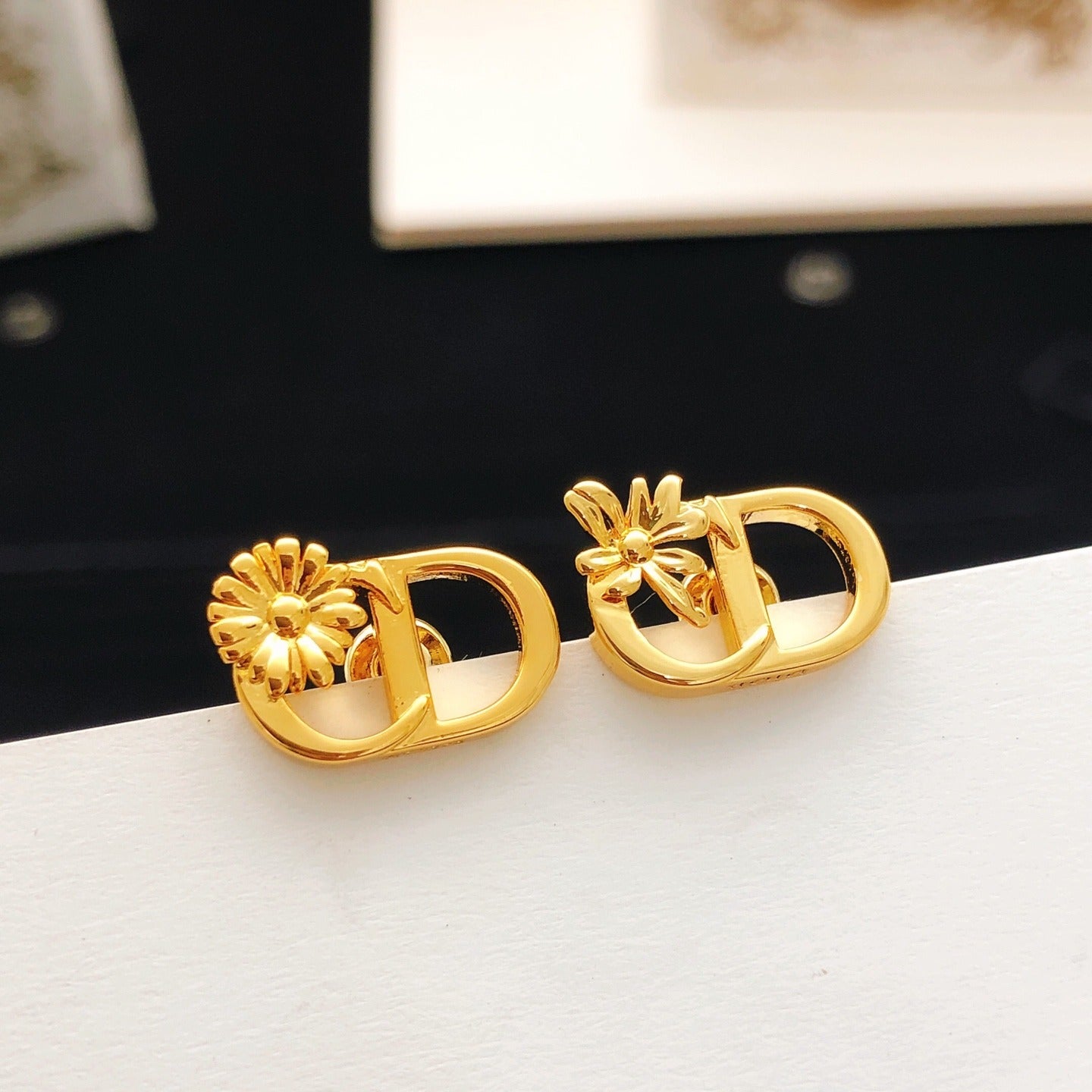 Dior Brass Sunburst Earrings
