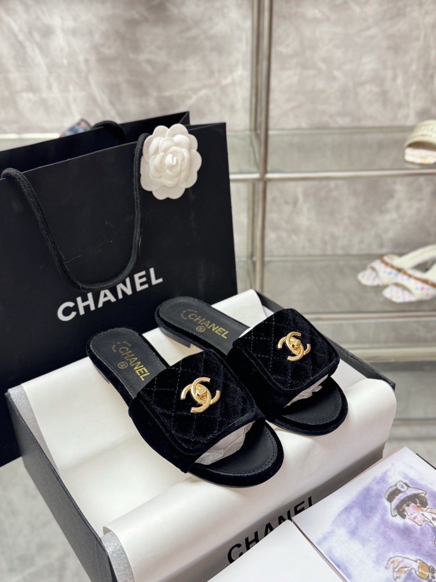 Chanel Lambskin Leather Slides