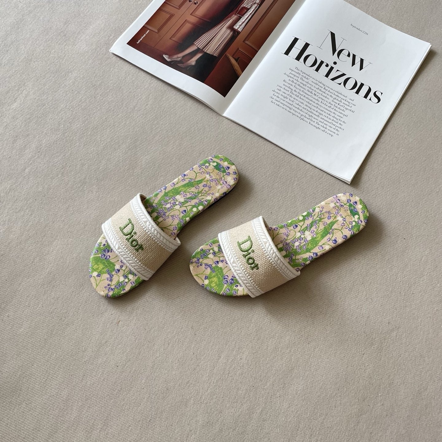 Dior Leather Embroidered Slides