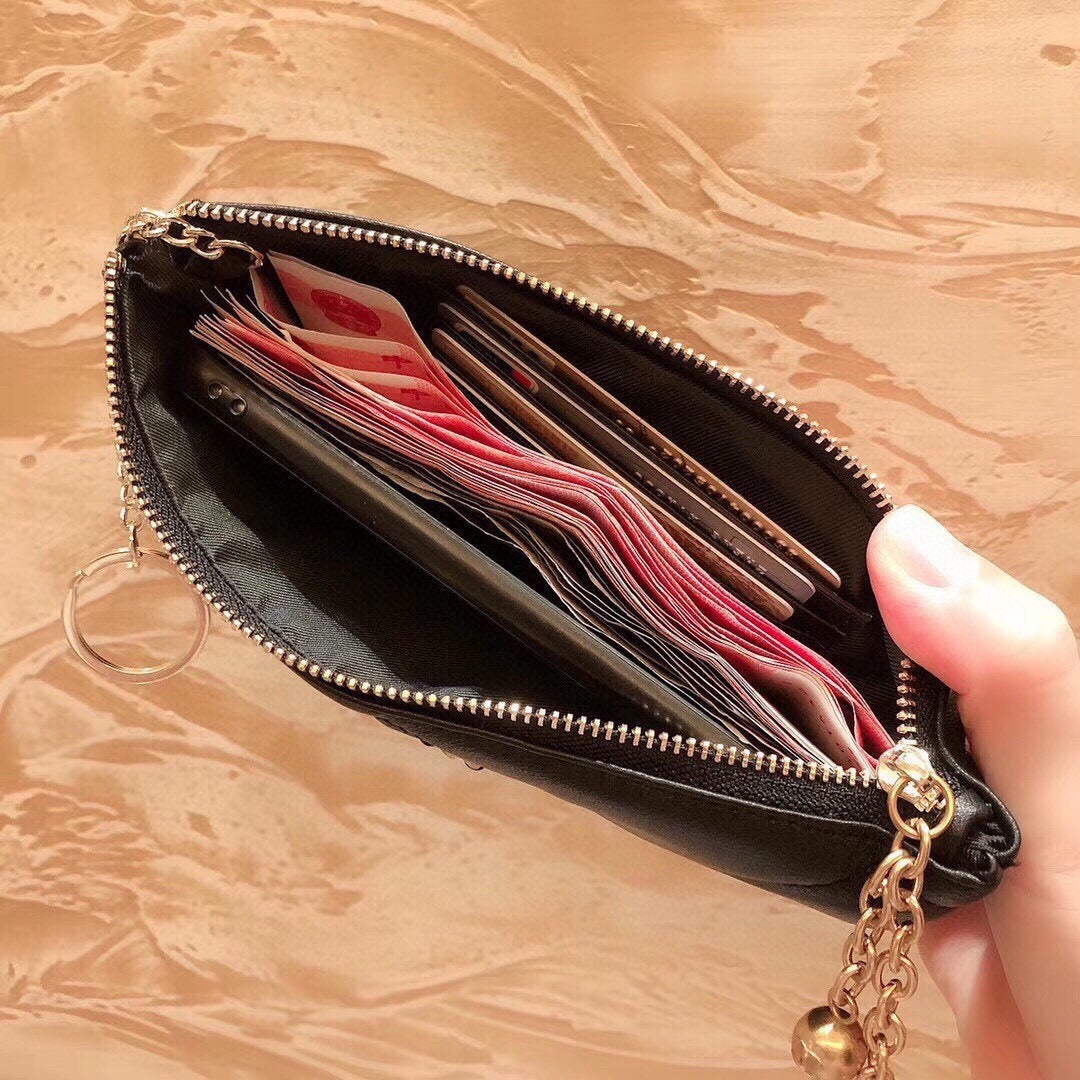 Chanel Black Lambskin Leather Wallet