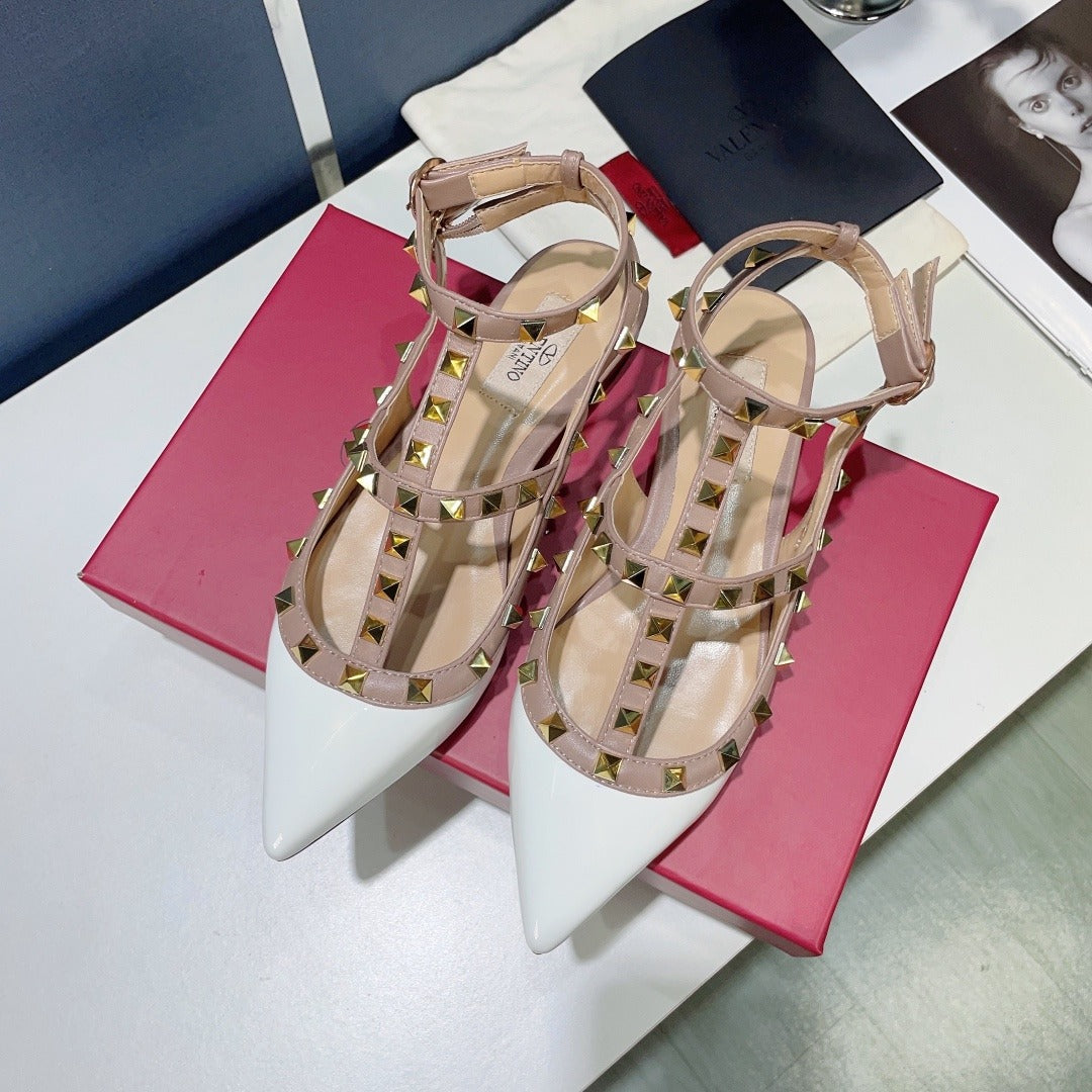 Valentino Lambskin Leather Pointed Toe Sandals