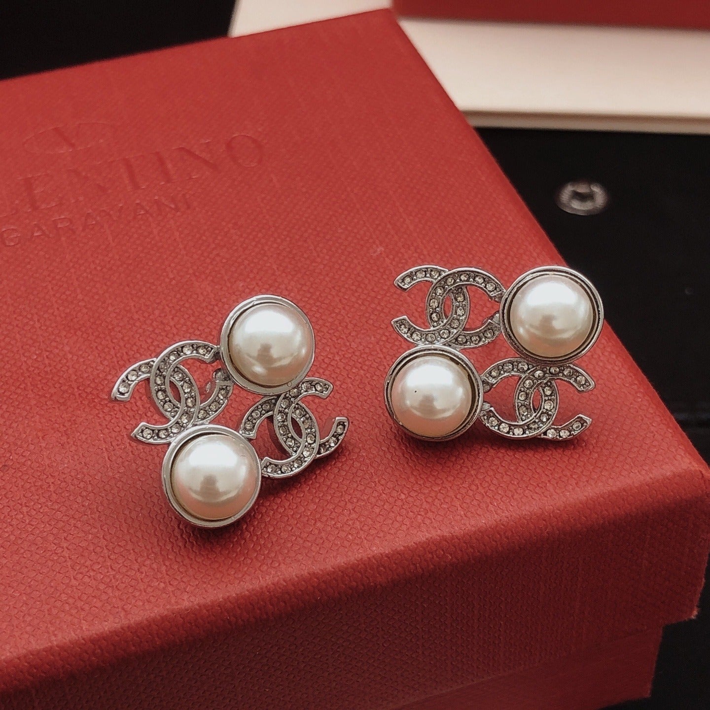 Chanel Brass Pearl Earrings