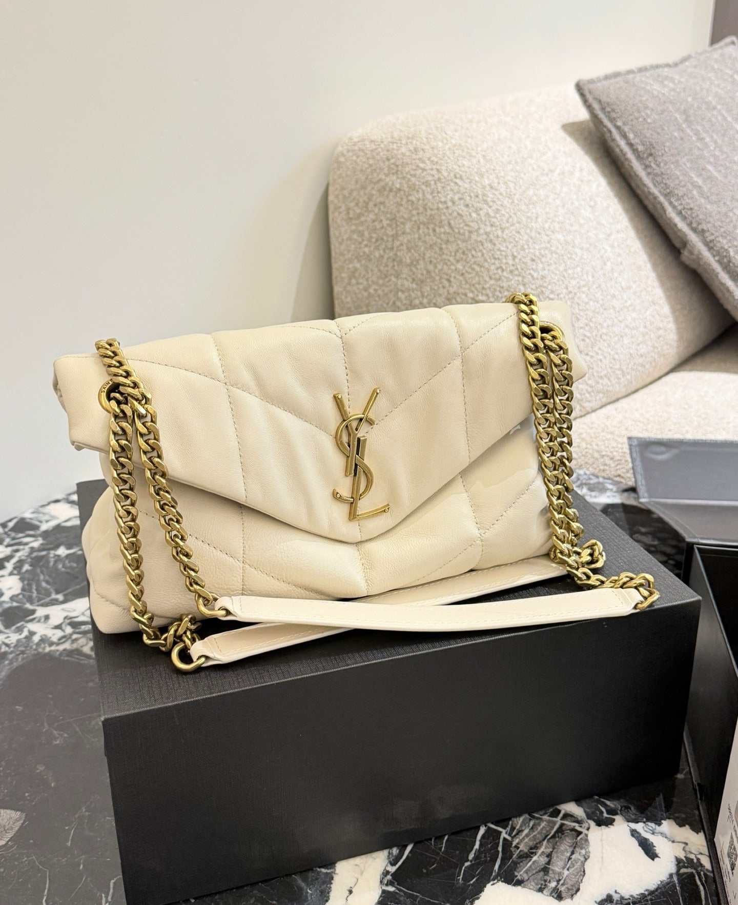 Saint Laurent Lambskin Leather Chain Handbag