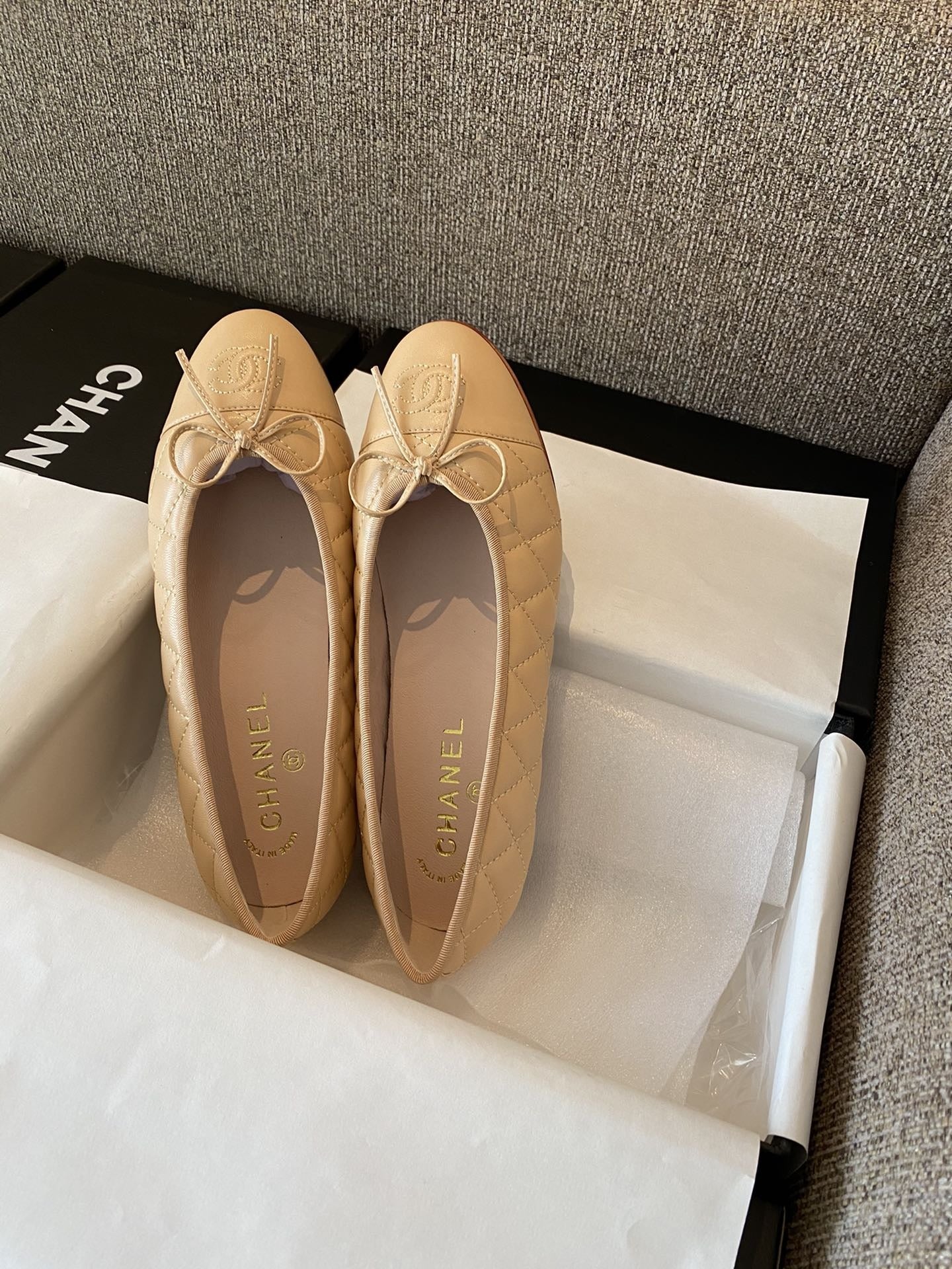 Chanel Leather Bow Ballet Flats