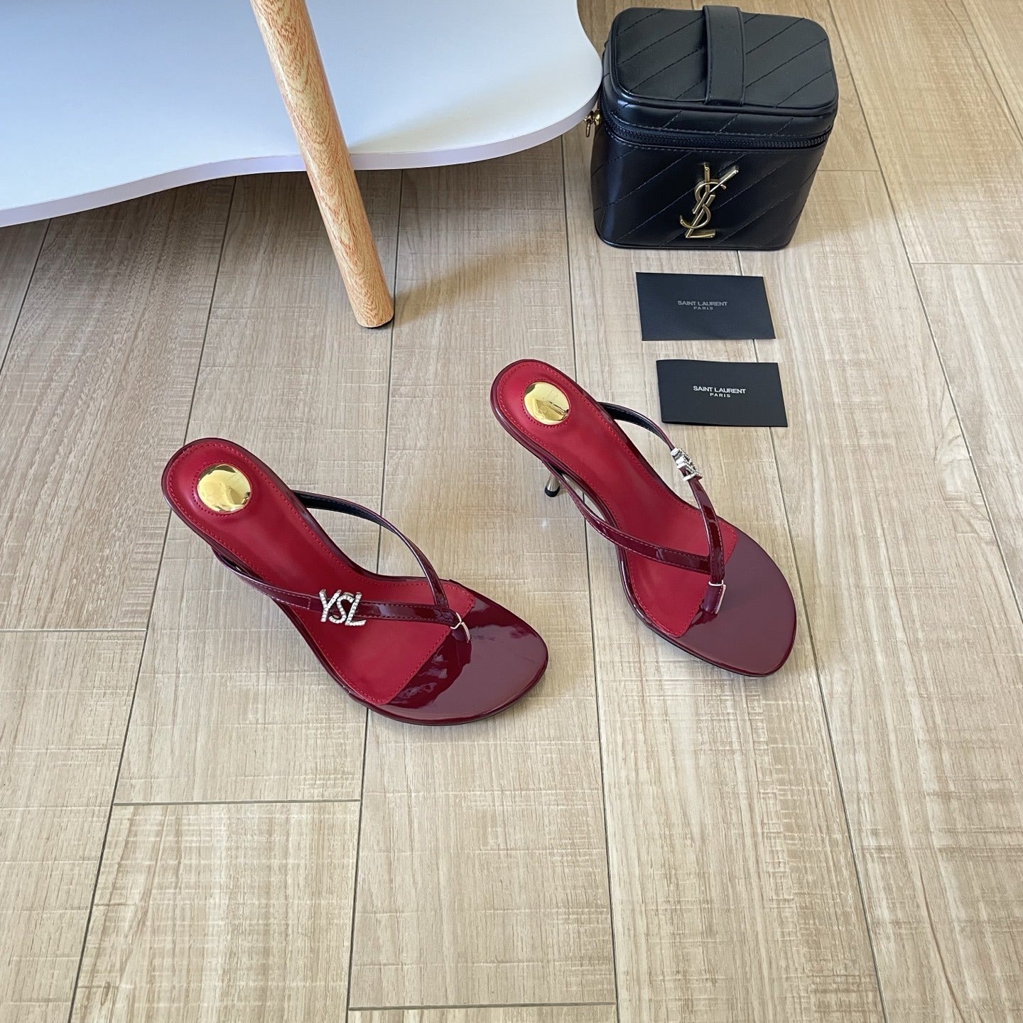 Saint Laurent Lambskin Leather Logo Slides
