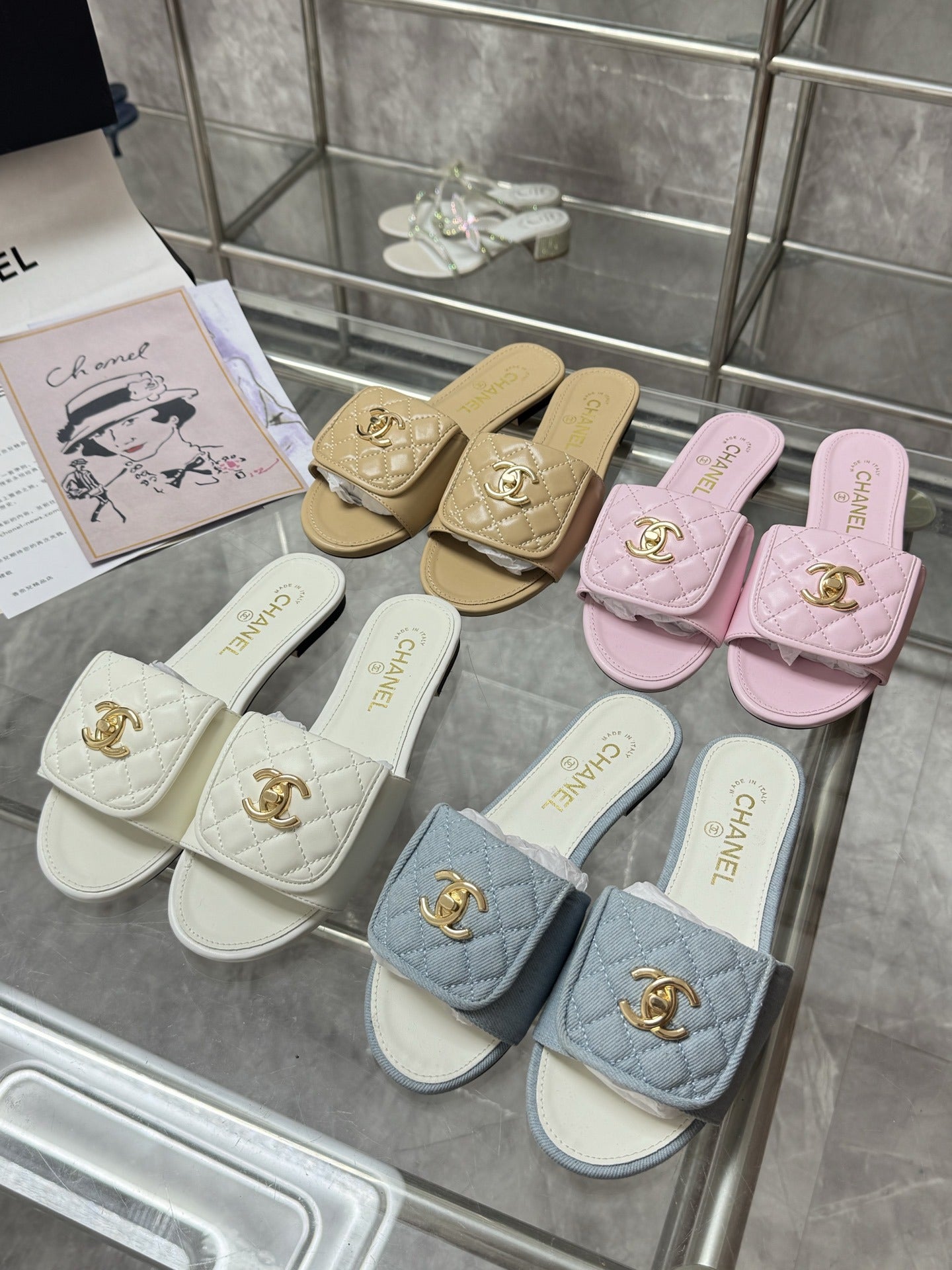 Chanel Lambskin Leather Slides