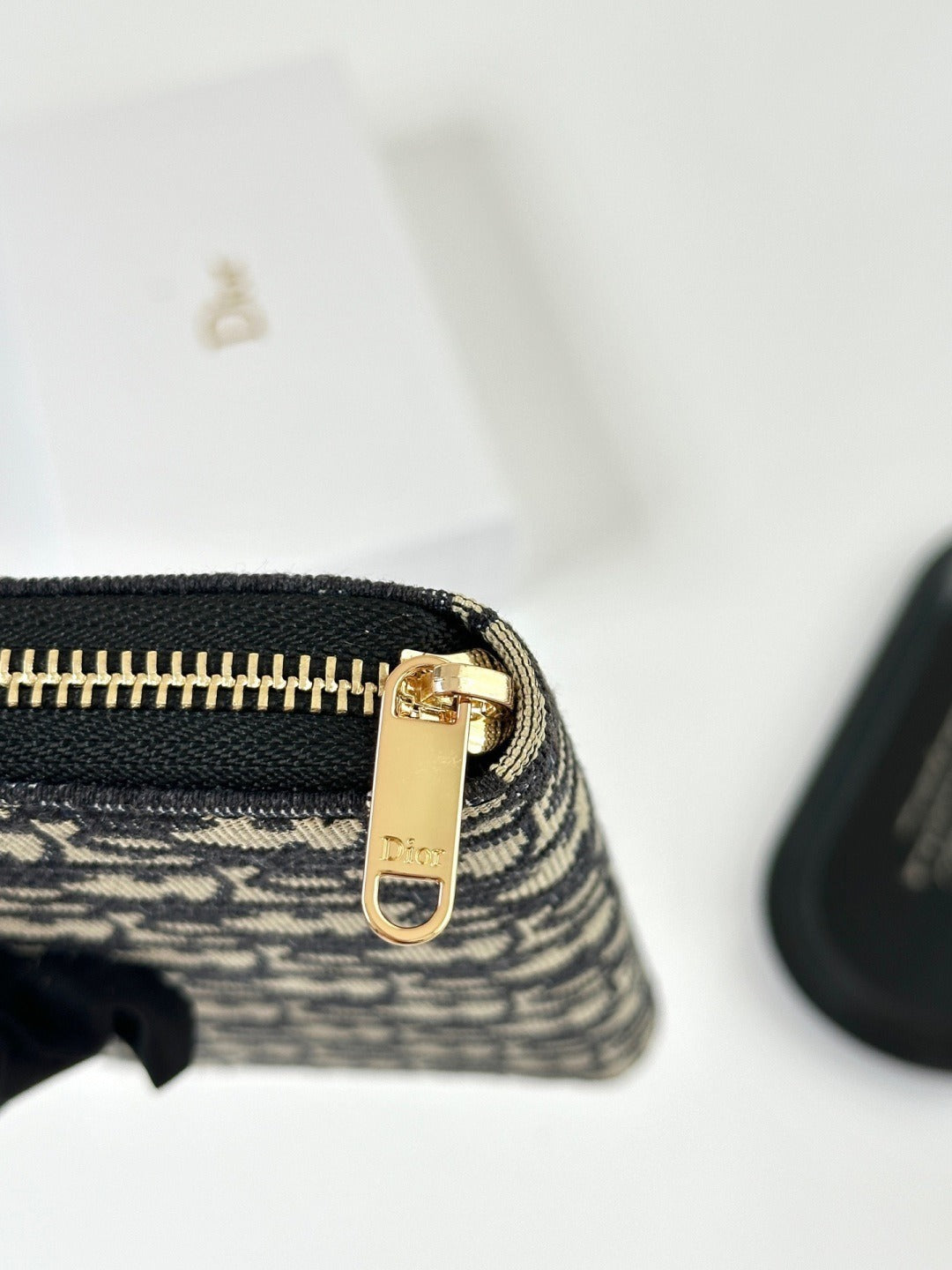 Dior Black Leather Zip Wallet
