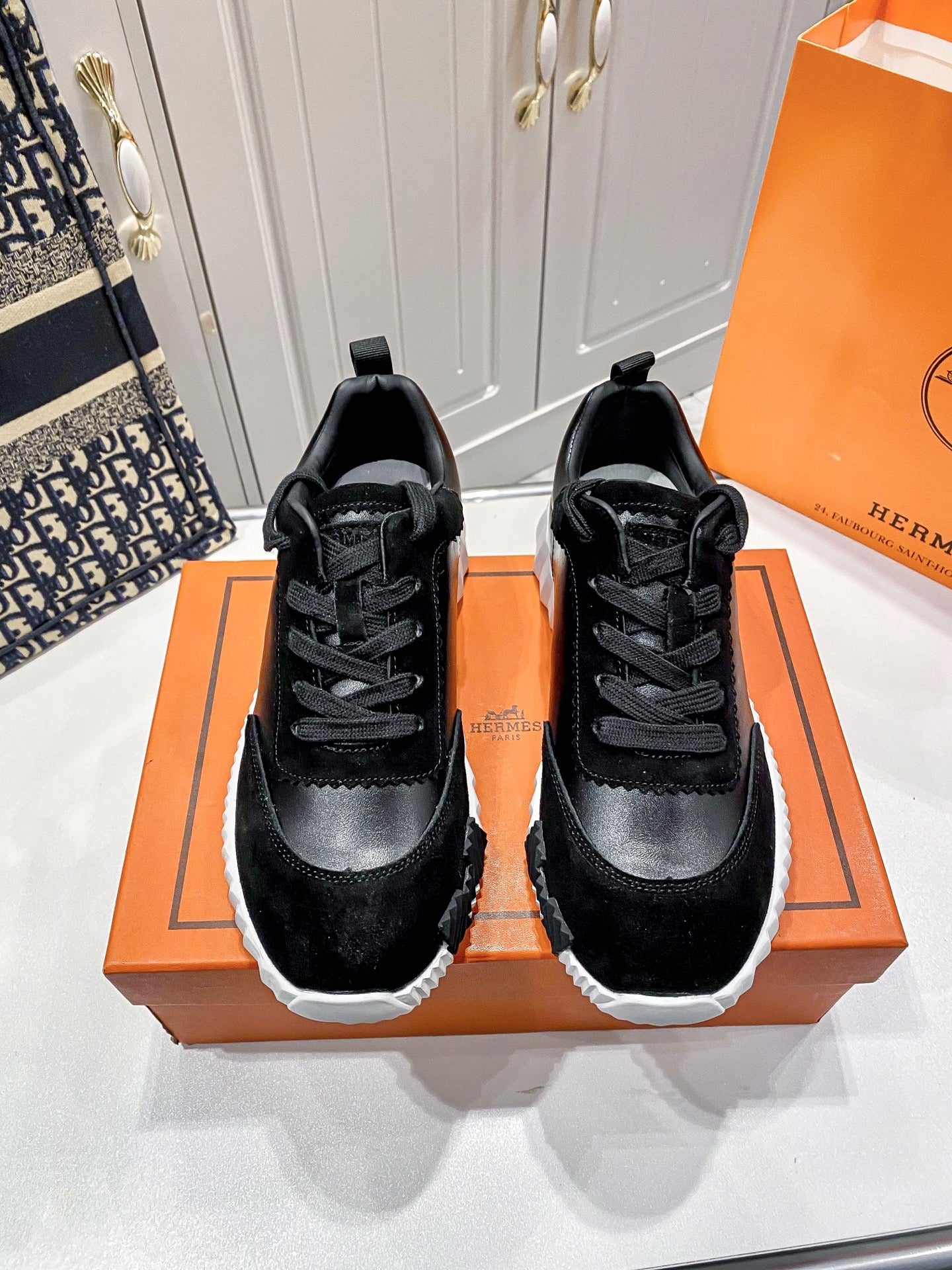 Hermes Lambskin Leather Sneakers