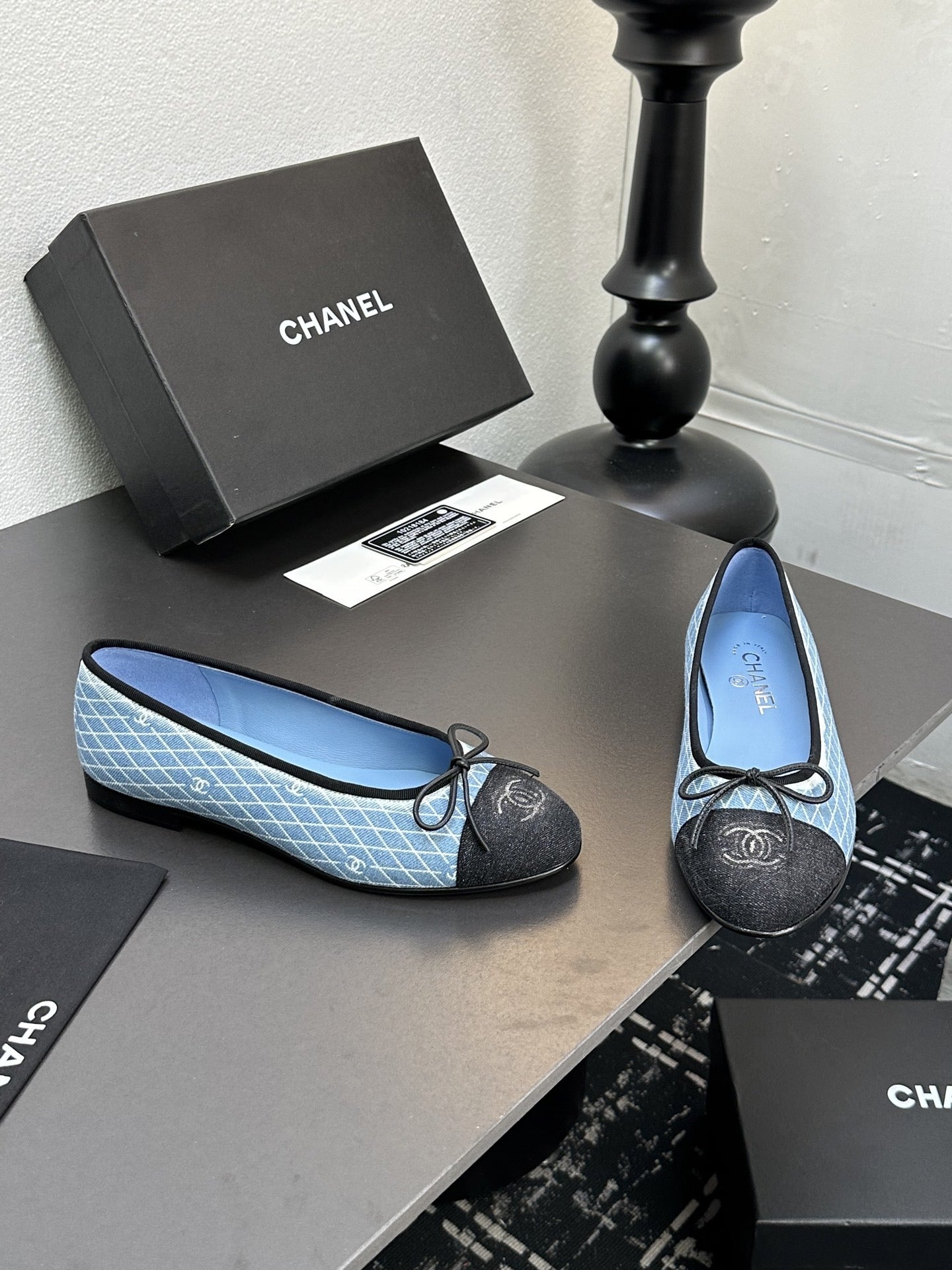 Chanel Lambskin Leather Bow Ballet Flats