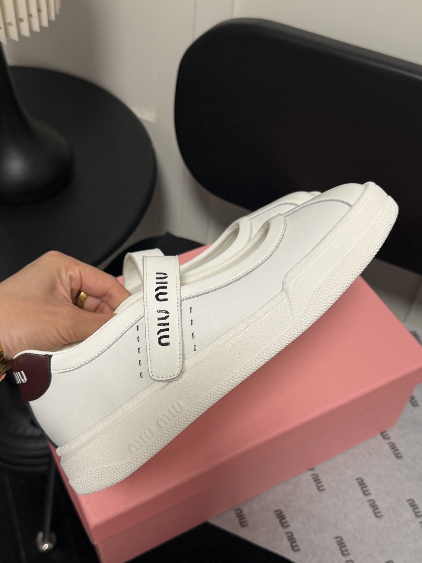 Miu Miu White Leather Logo Sneakers